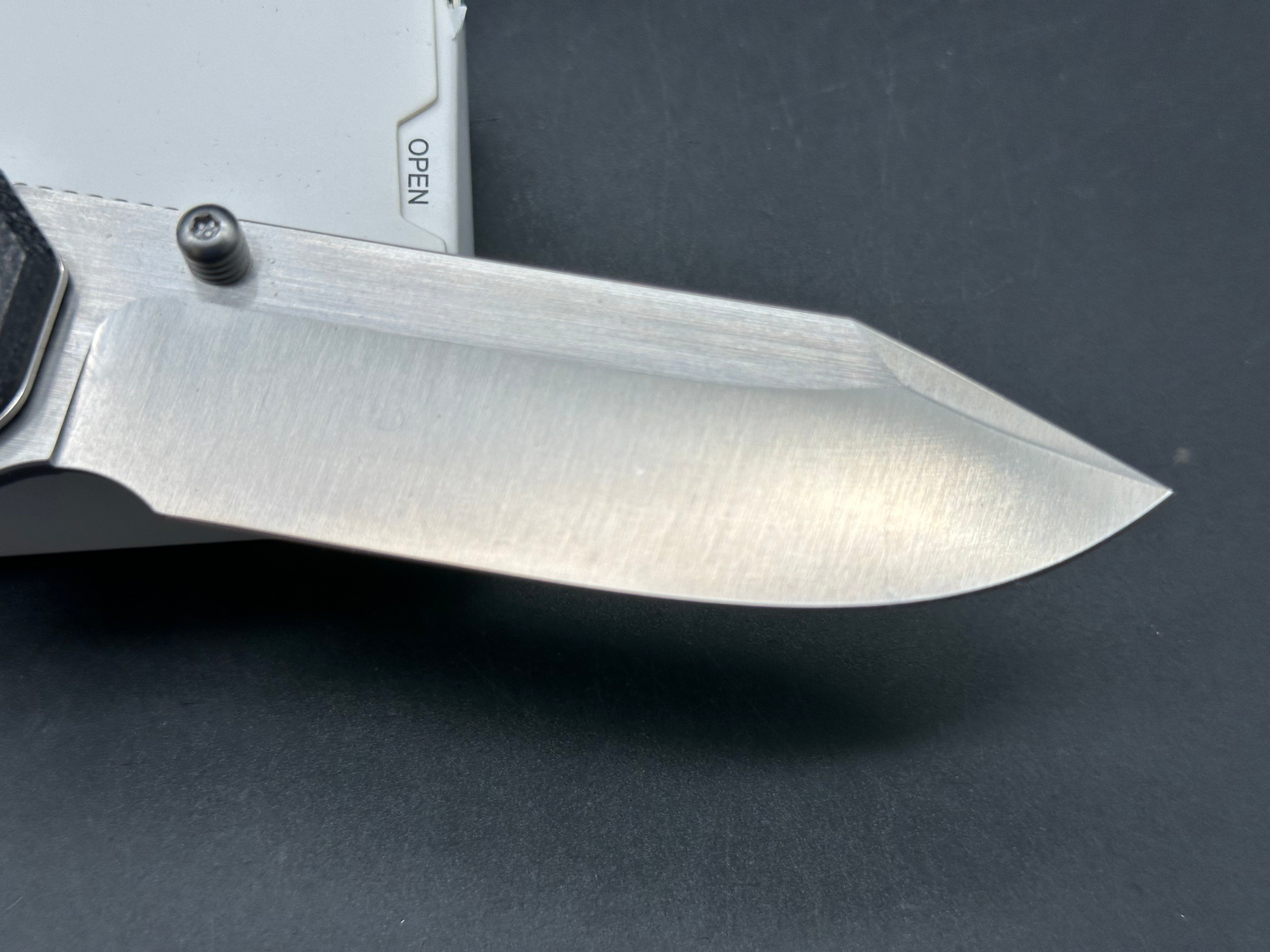 AMEIGHT GLADIATOR FOLDING KNIFE BLACK MICARTA HANDLE 14C28N PLAIN EDGE SATIN FINISH