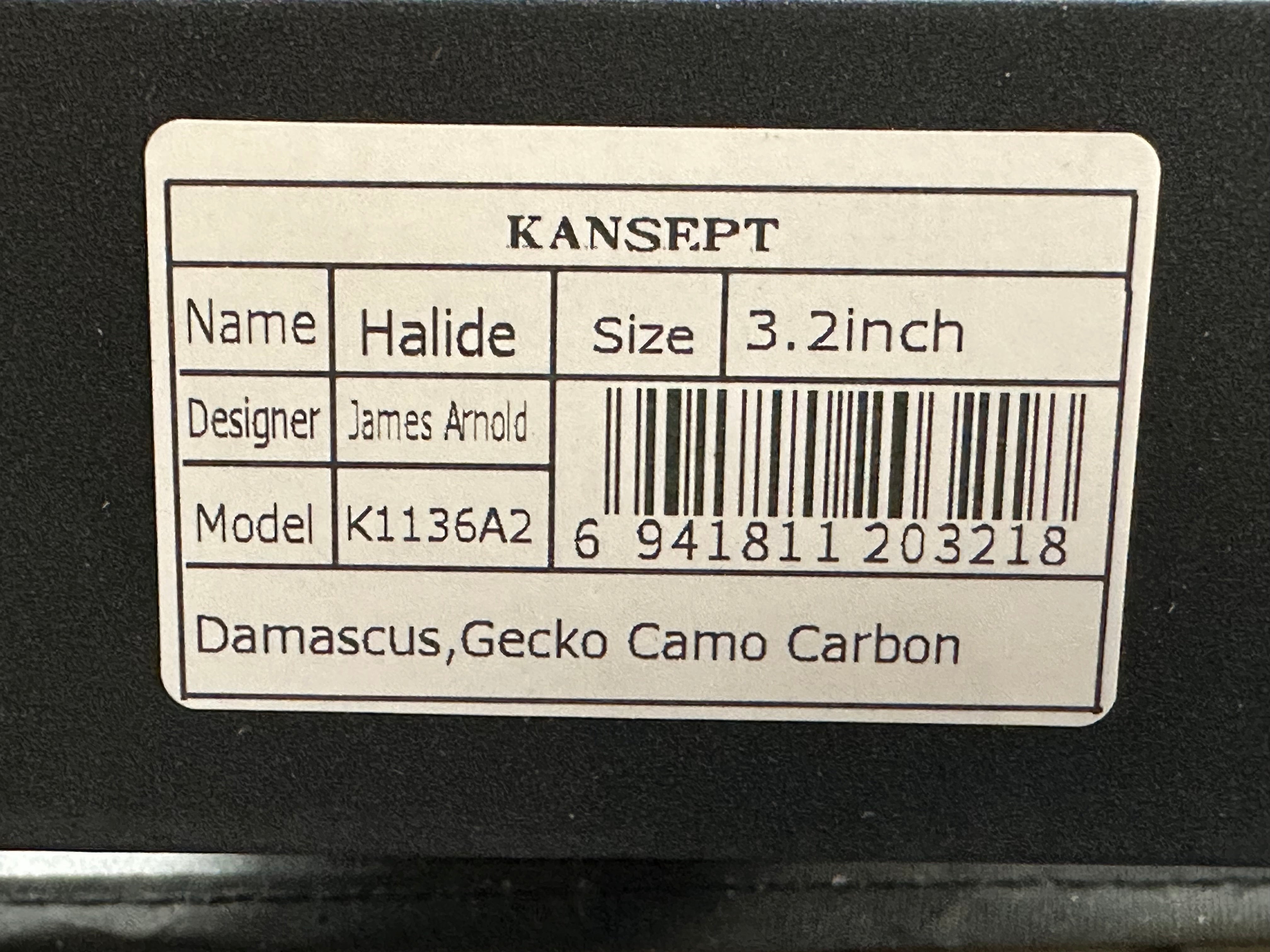 Kansept Halide Damascus Gecko camo carbon