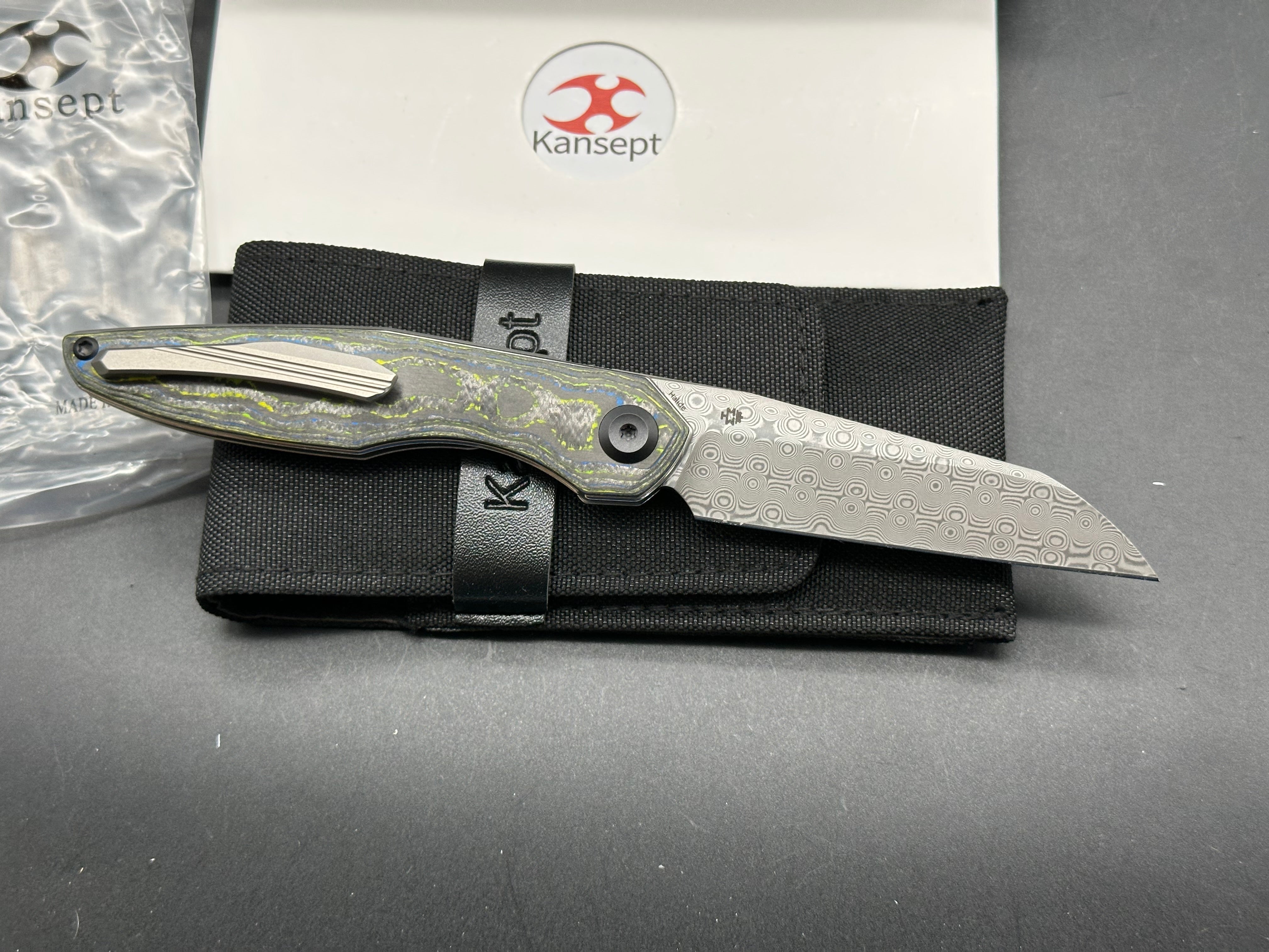 Kansept Halide Damascus Gecko camo carbon