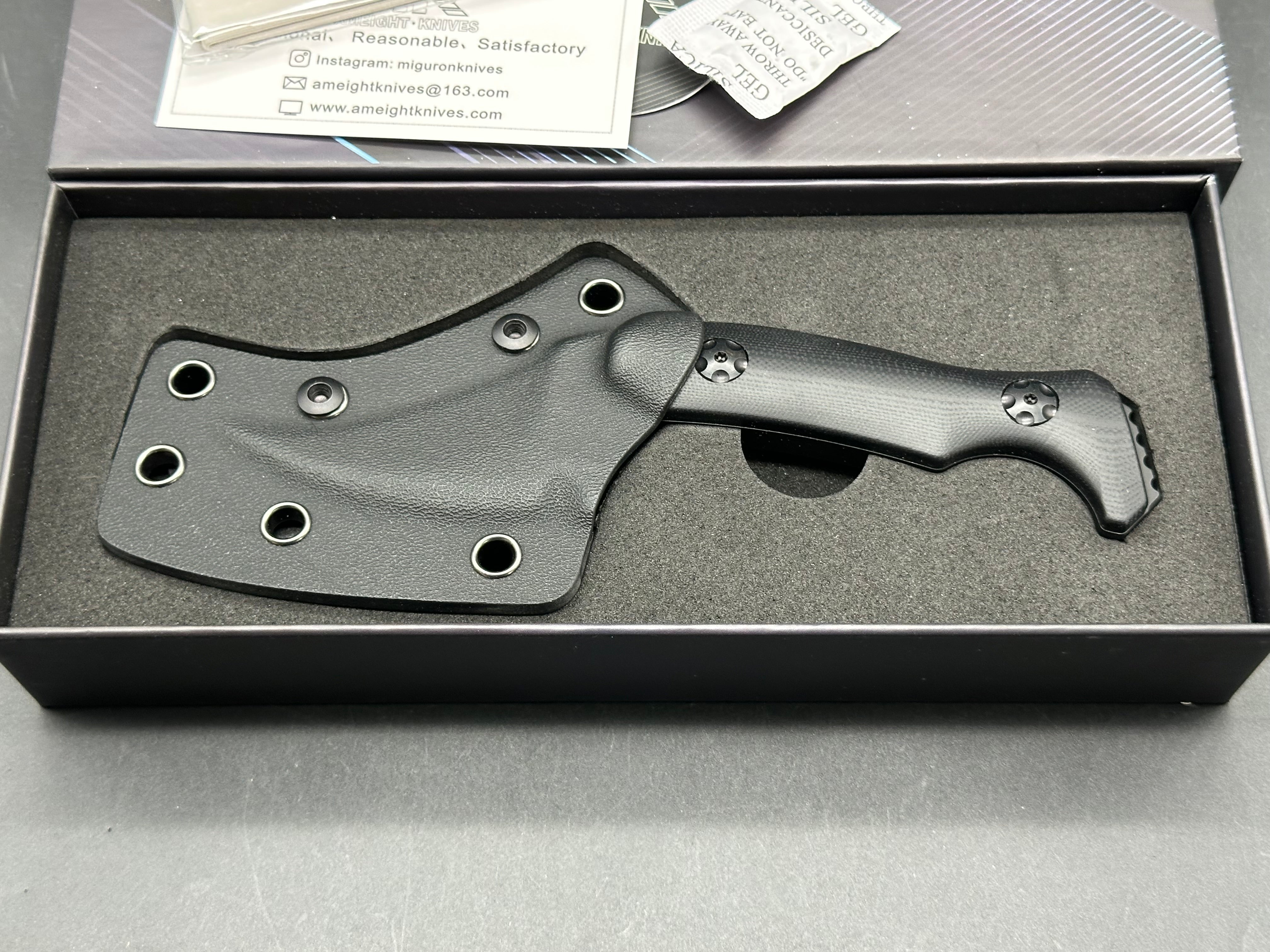 Miguron | Ameight Knives LSM Fixed Blade 2.82" Black PVD 14C28N Blade Black G10 handle DC Blades Design