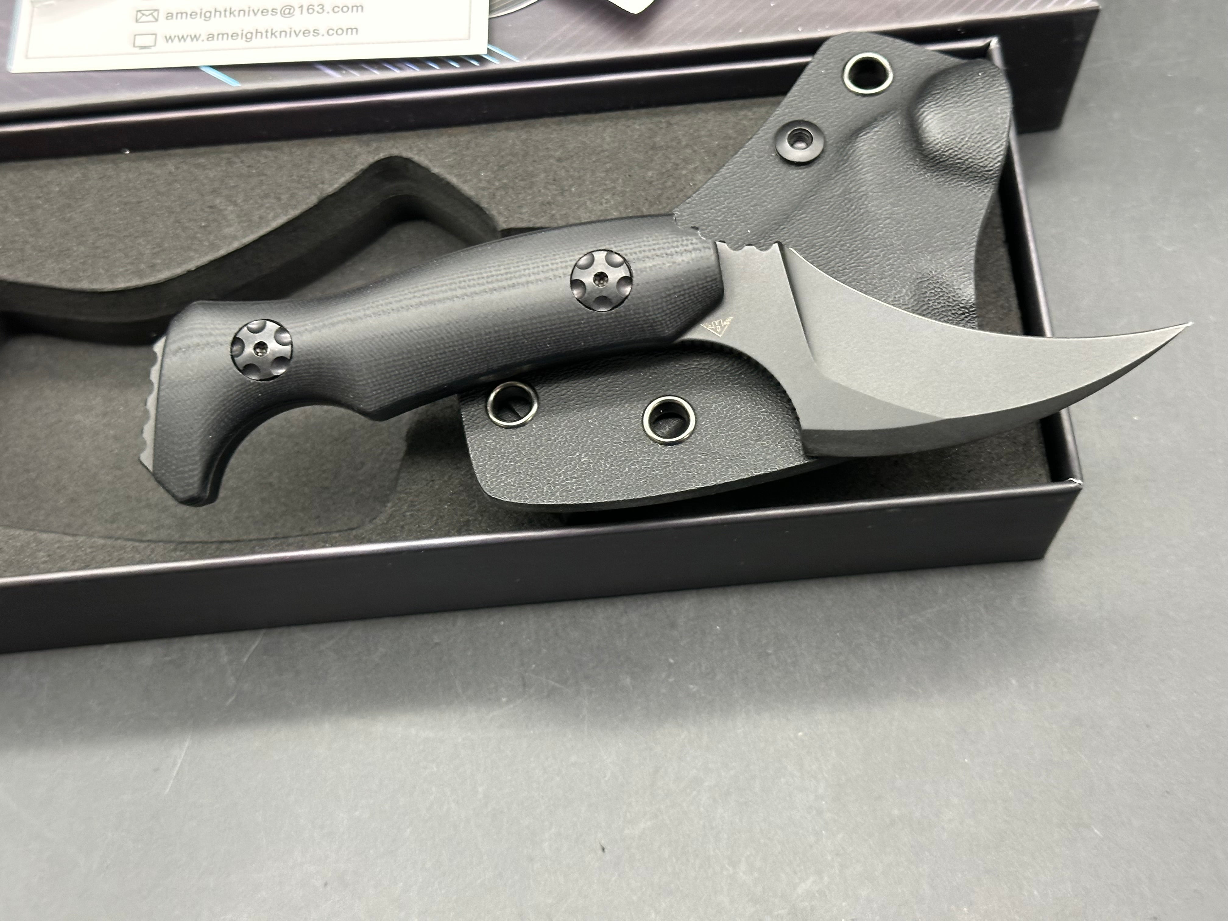 Miguron | Ameight Knives LSM Fixed Blade 2.82" Black PVD 14C28N Blade Black G10 handle DC Blades Design