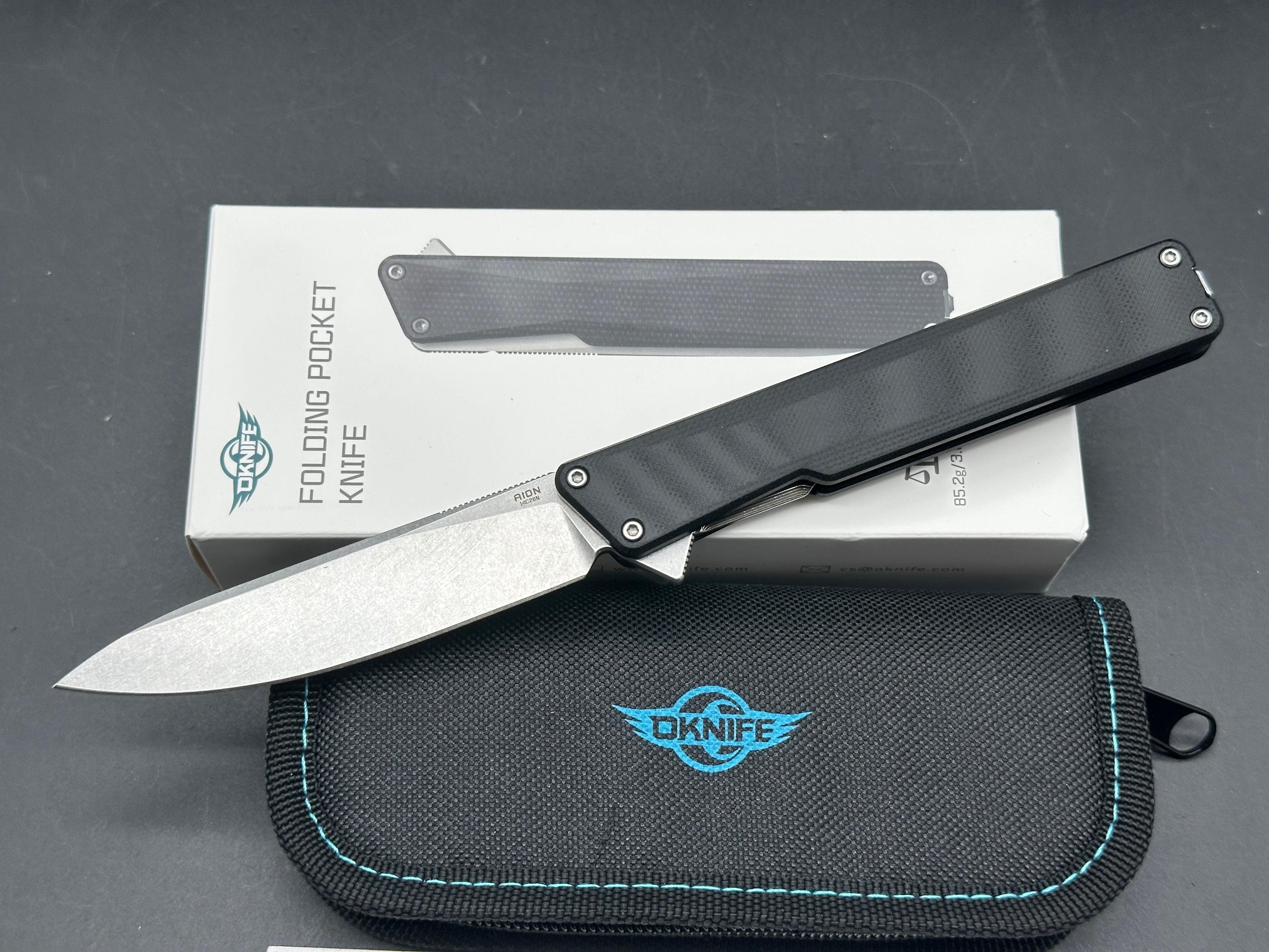Oknife AION Black G10 Flipper Folding Pocket Knife