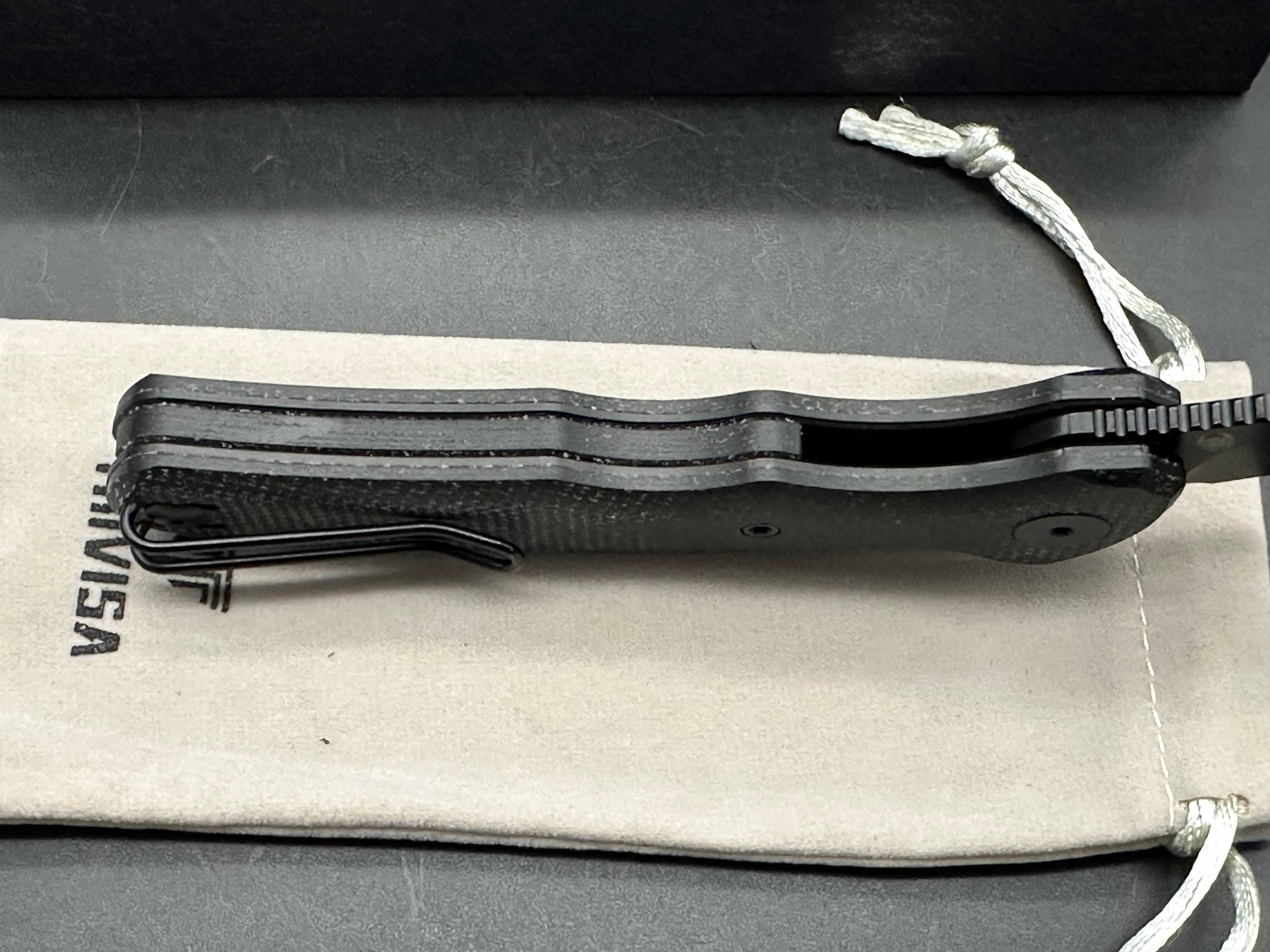 Trivisa Knives Lacerta Folder 3.34" Black Blade of 14C28N, Black Micarta Hande liner lock Flipper
