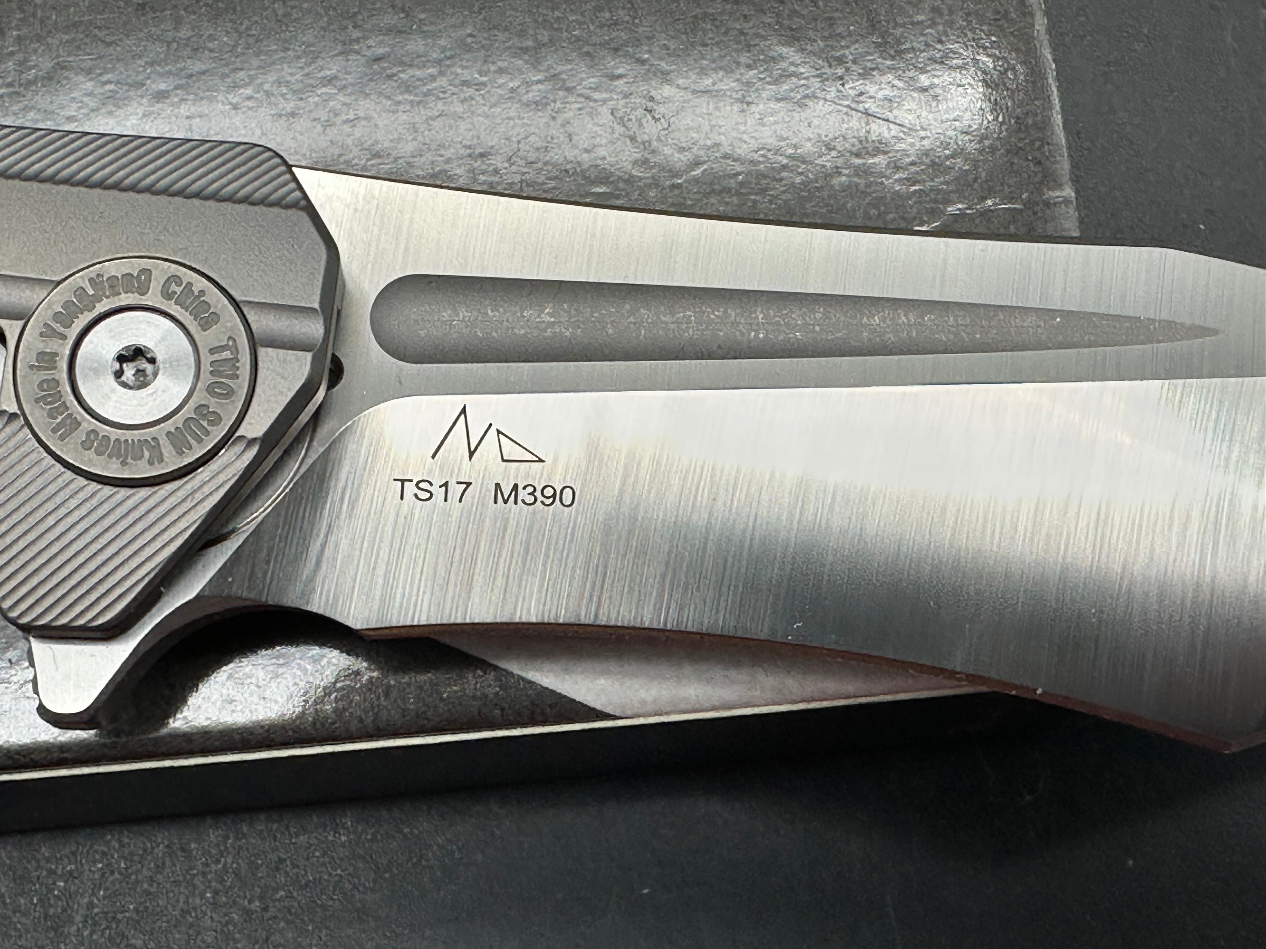 TWOSUN FLIPPER FOLDING KNIFE TITANIUM HANDLE M390 PLAIN EDGE TS17-M390-SAND