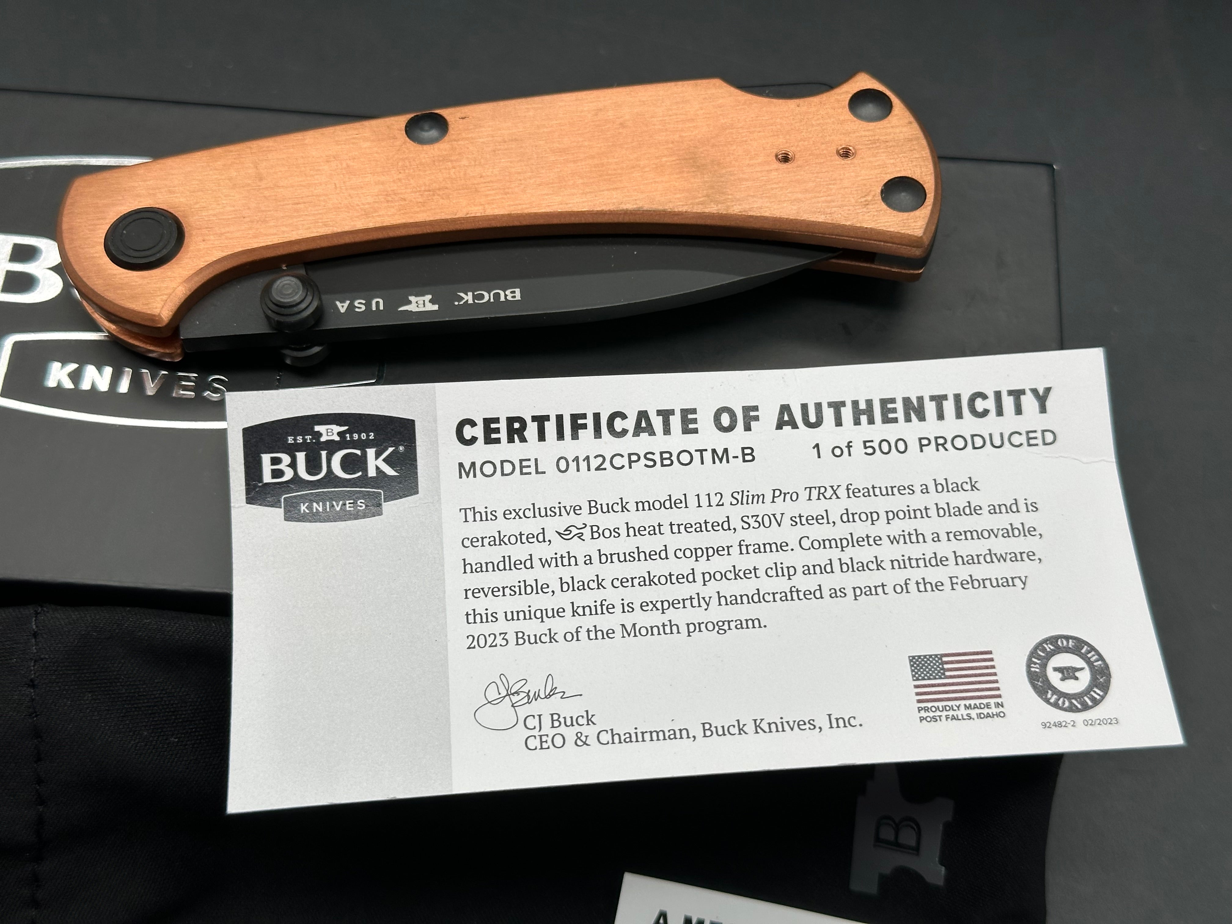 Buck 112 Buck of the Month 1 of 500 Copper scales, S30V