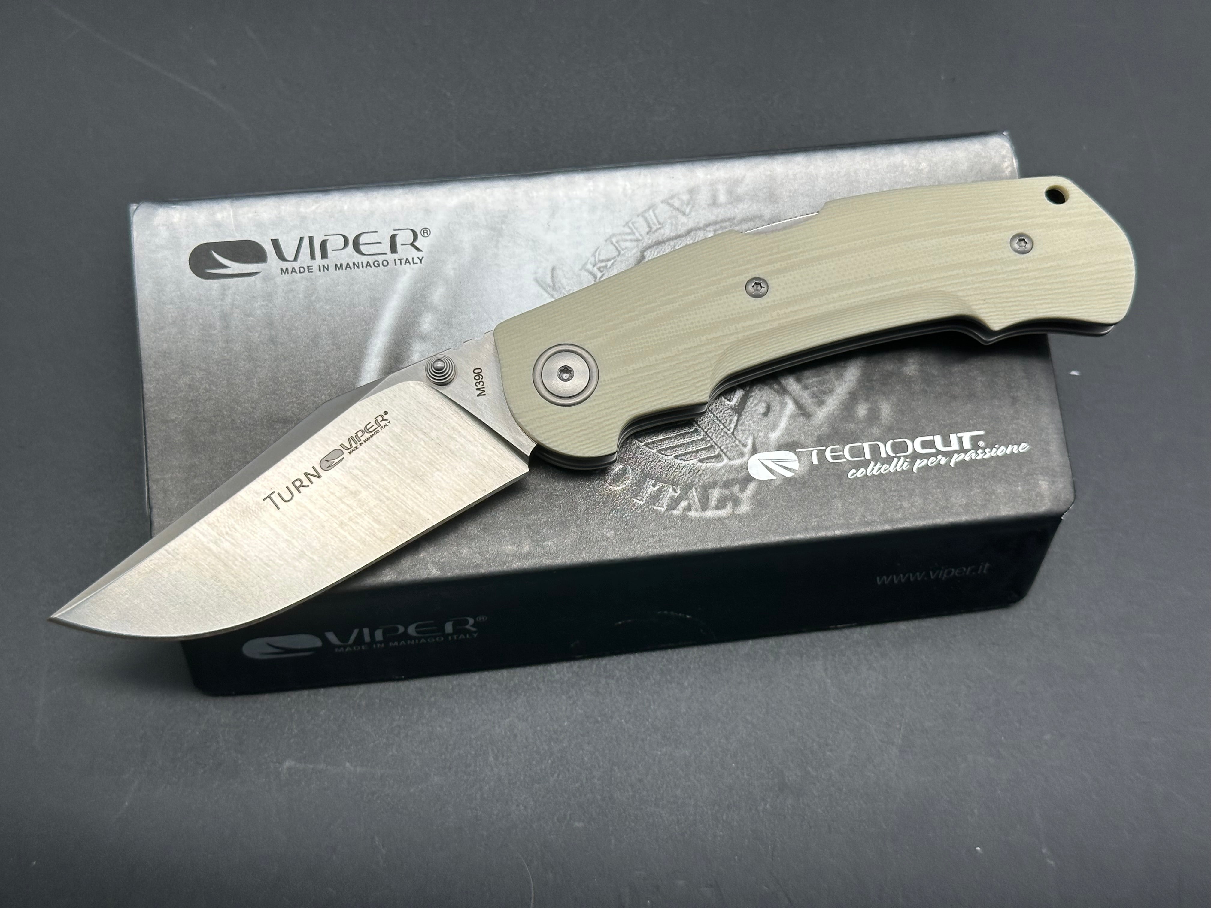 Viper Knives Turn Lockback Knife Ivory G-10 (3" Satin)