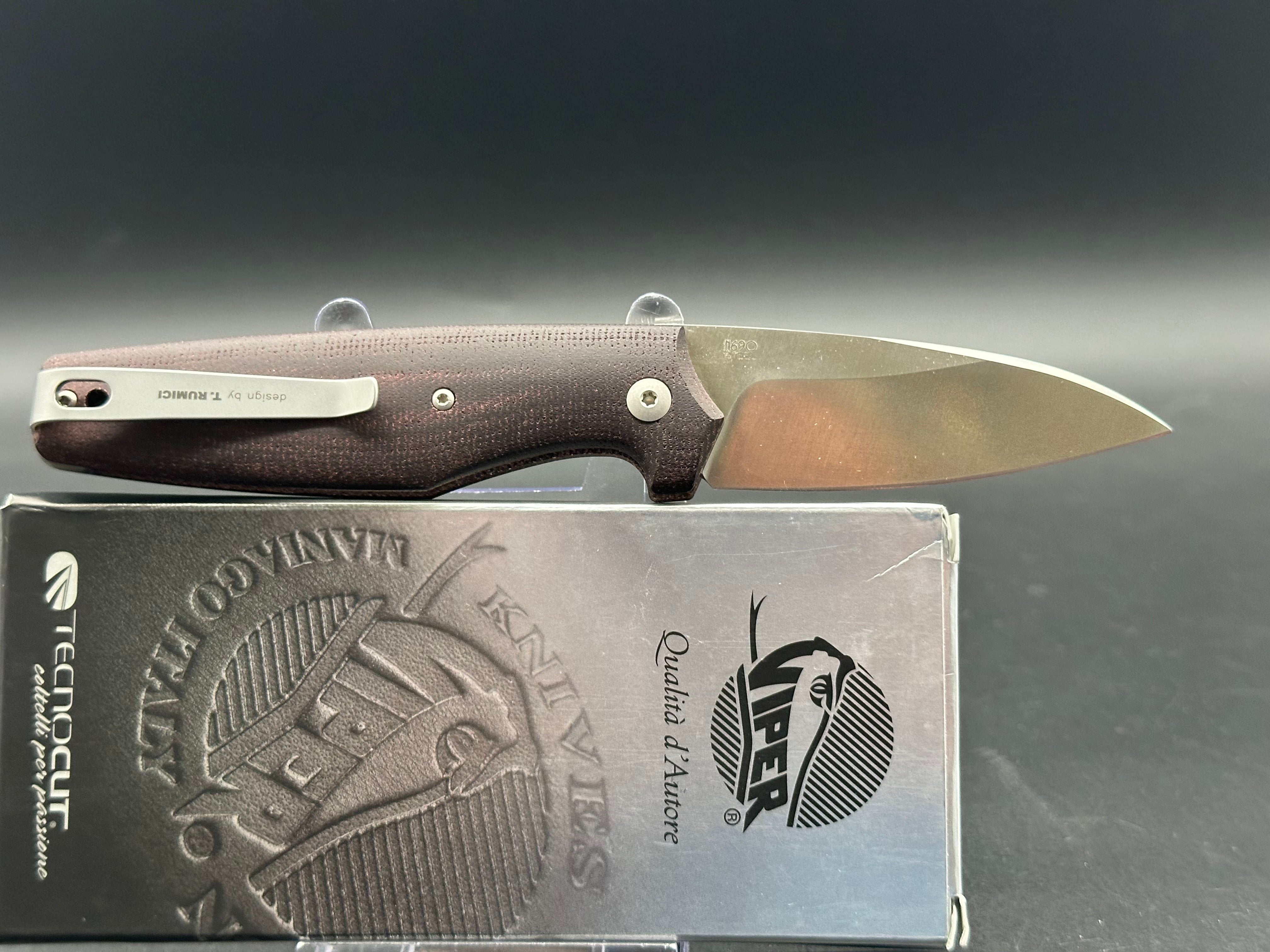 Viper Knives DAN 2 Wharncliffe Knife Burgundy Micarta (2.9" Satin)