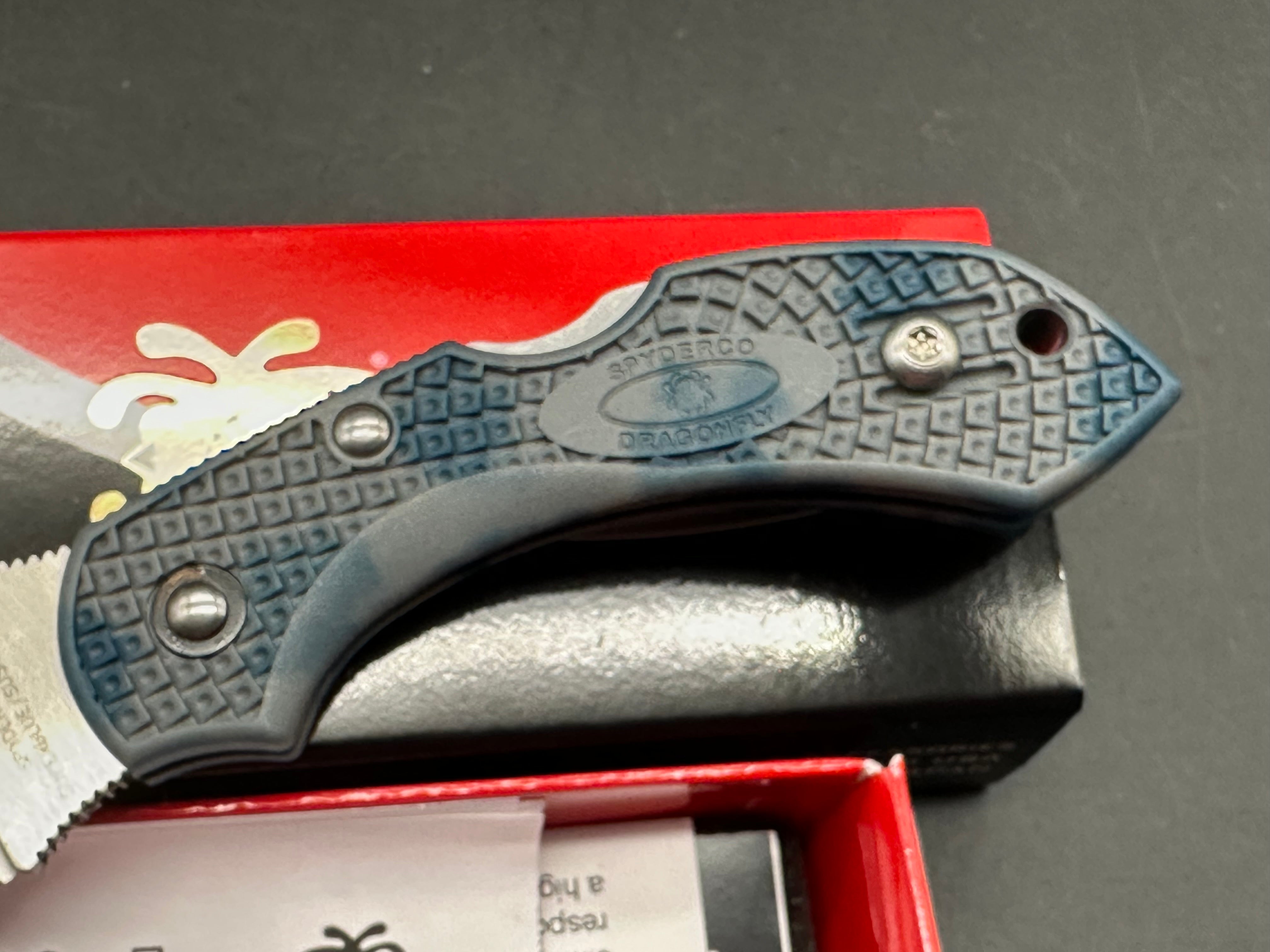 Spyderco Dragonfly, New in Box, Zome Blue/Gray FRN, Satin Superblue steel