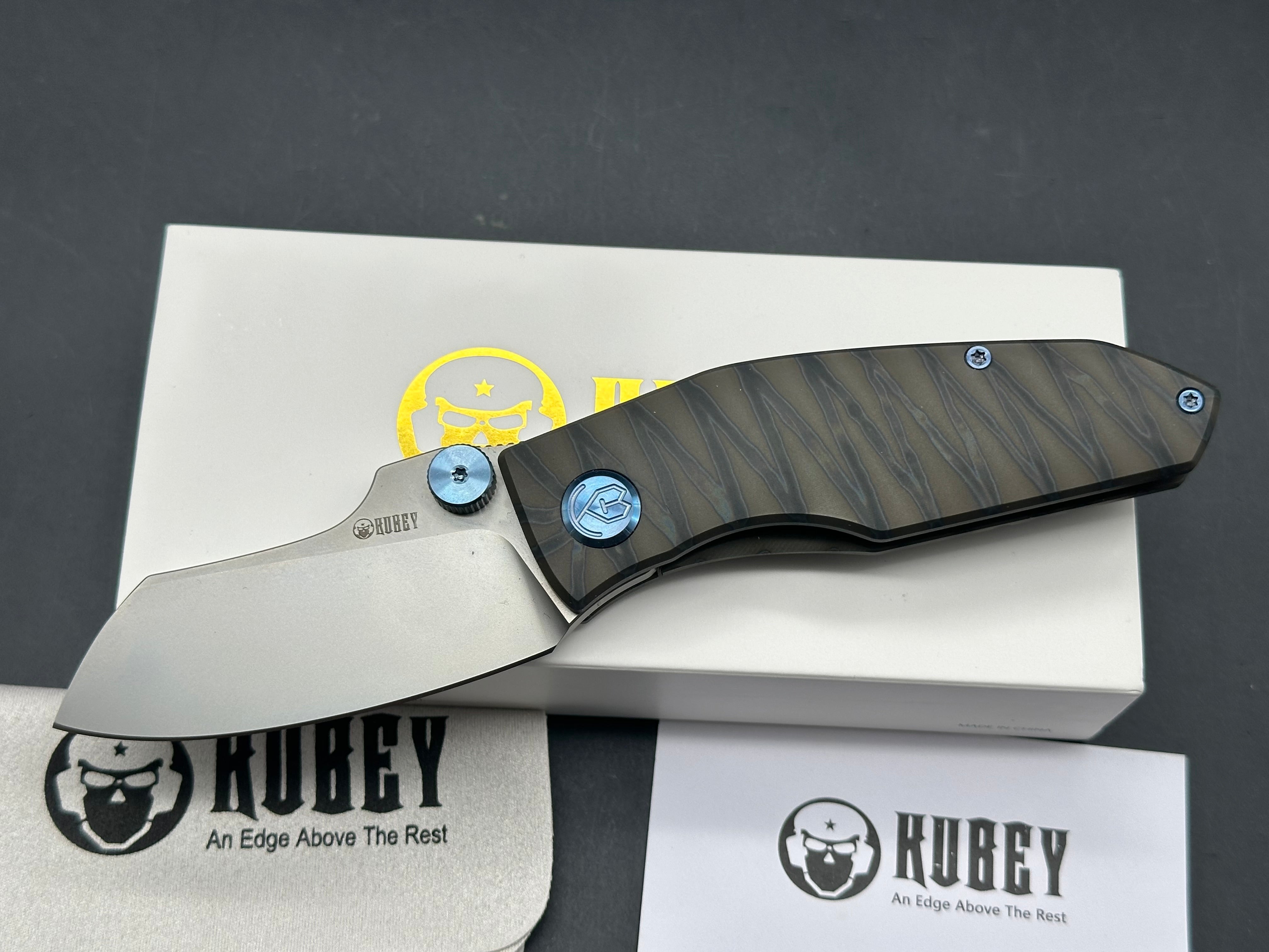 Kubey Monsterdog Frame Lock Titanium Handle 2.95" Bead Blasted M390