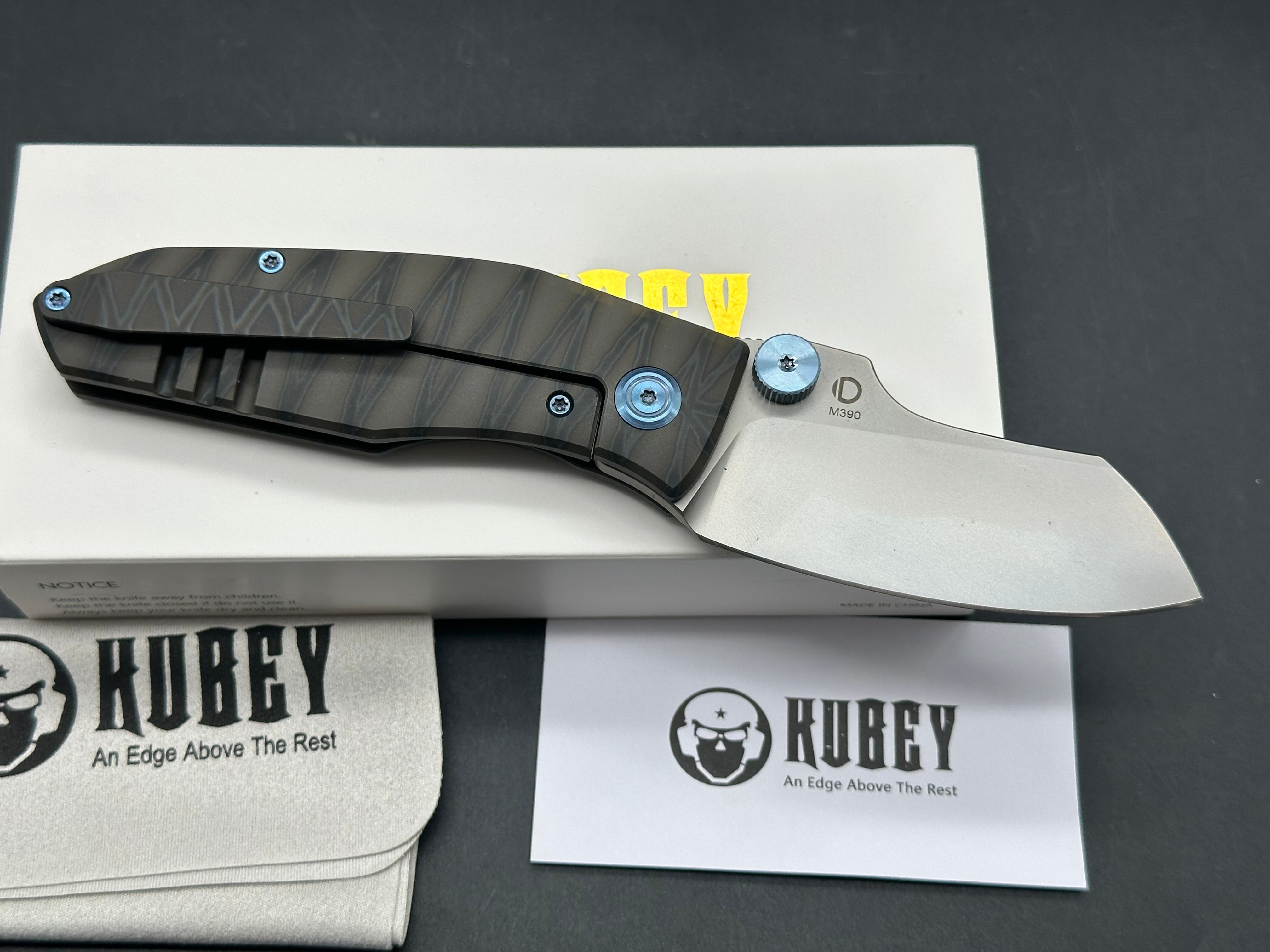 Kubey Monsterdog Frame Lock Titanium Handle 2.95" Bead Blasted M390