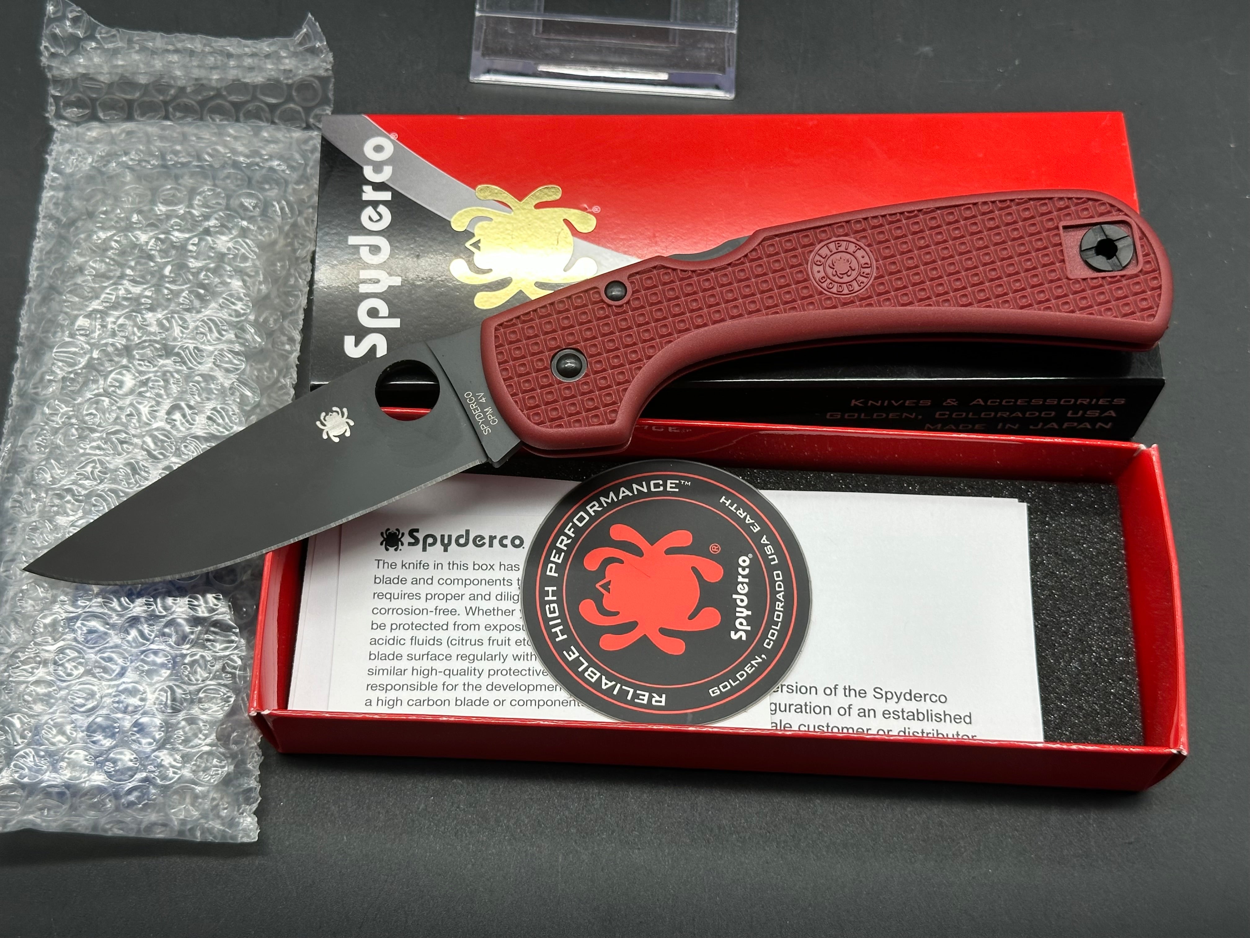 Spyderco Goddard, New in Box, Red FRN, 4V