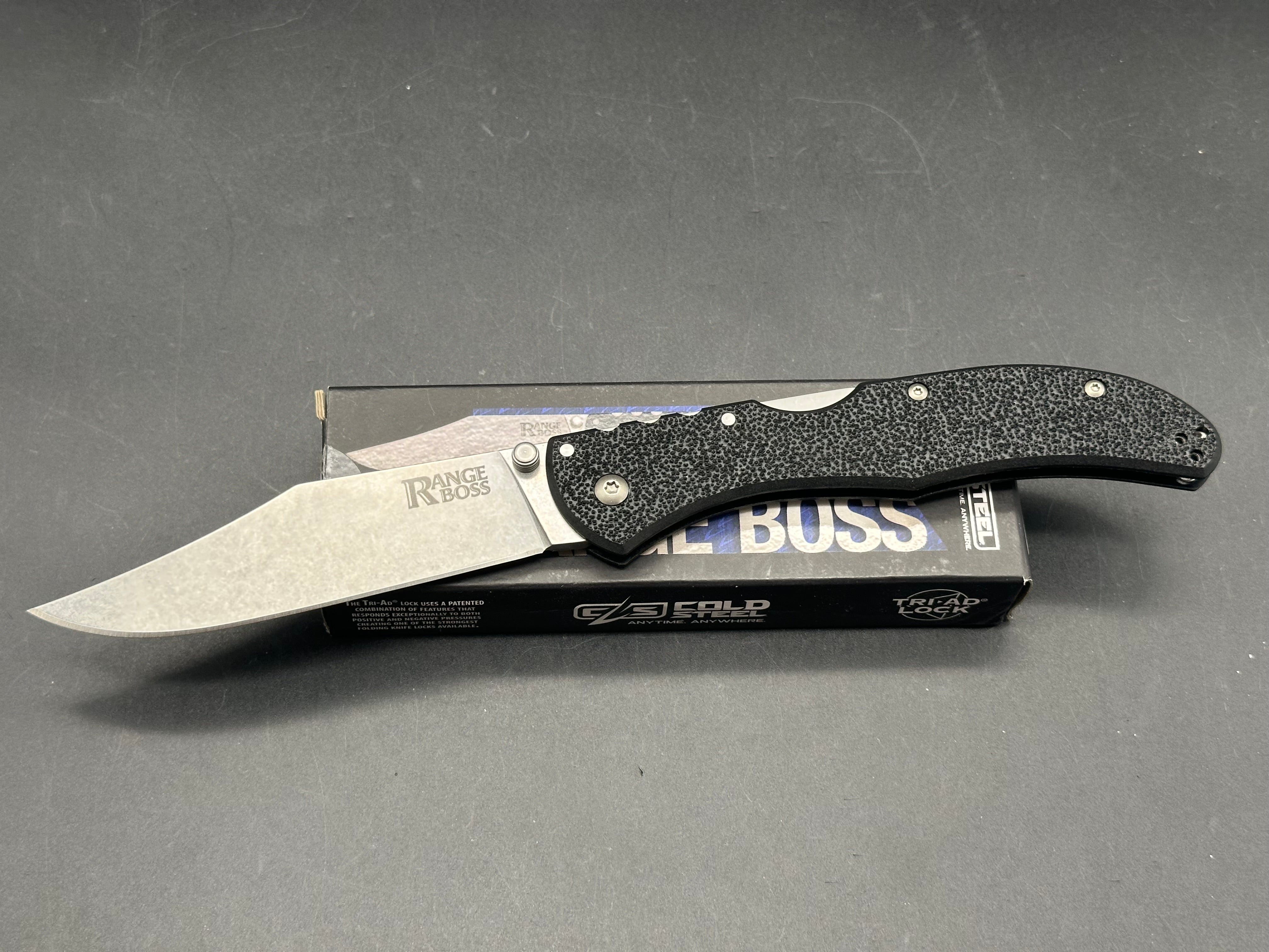 Cold Steel Range Boss Tri-Ad Lock Knife Black Zy-Ex (4" Stonewash)