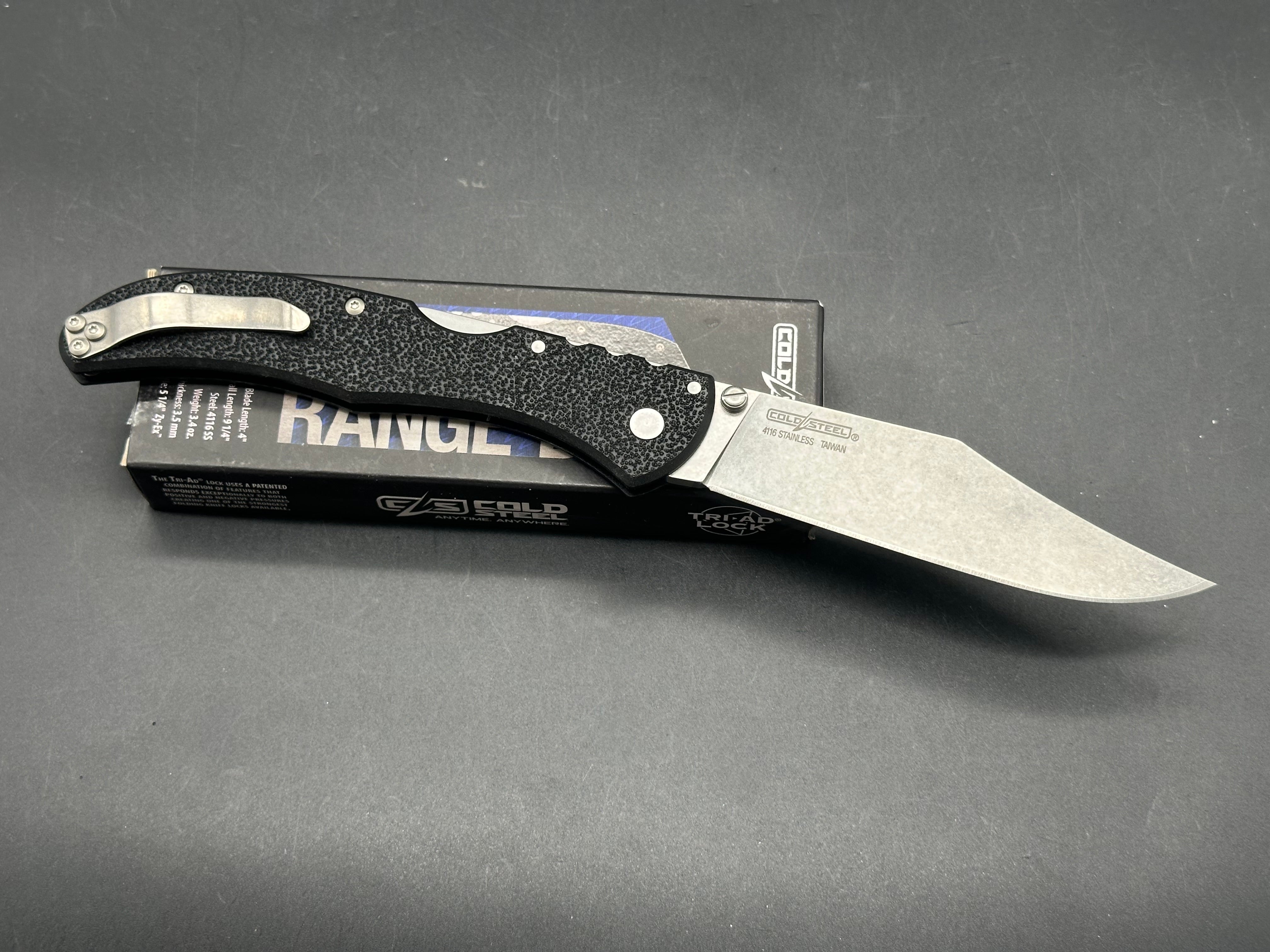 Cold Steel Range Boss Tri-Ad Lock Knife Black Zy-Ex (4" Stonewash)