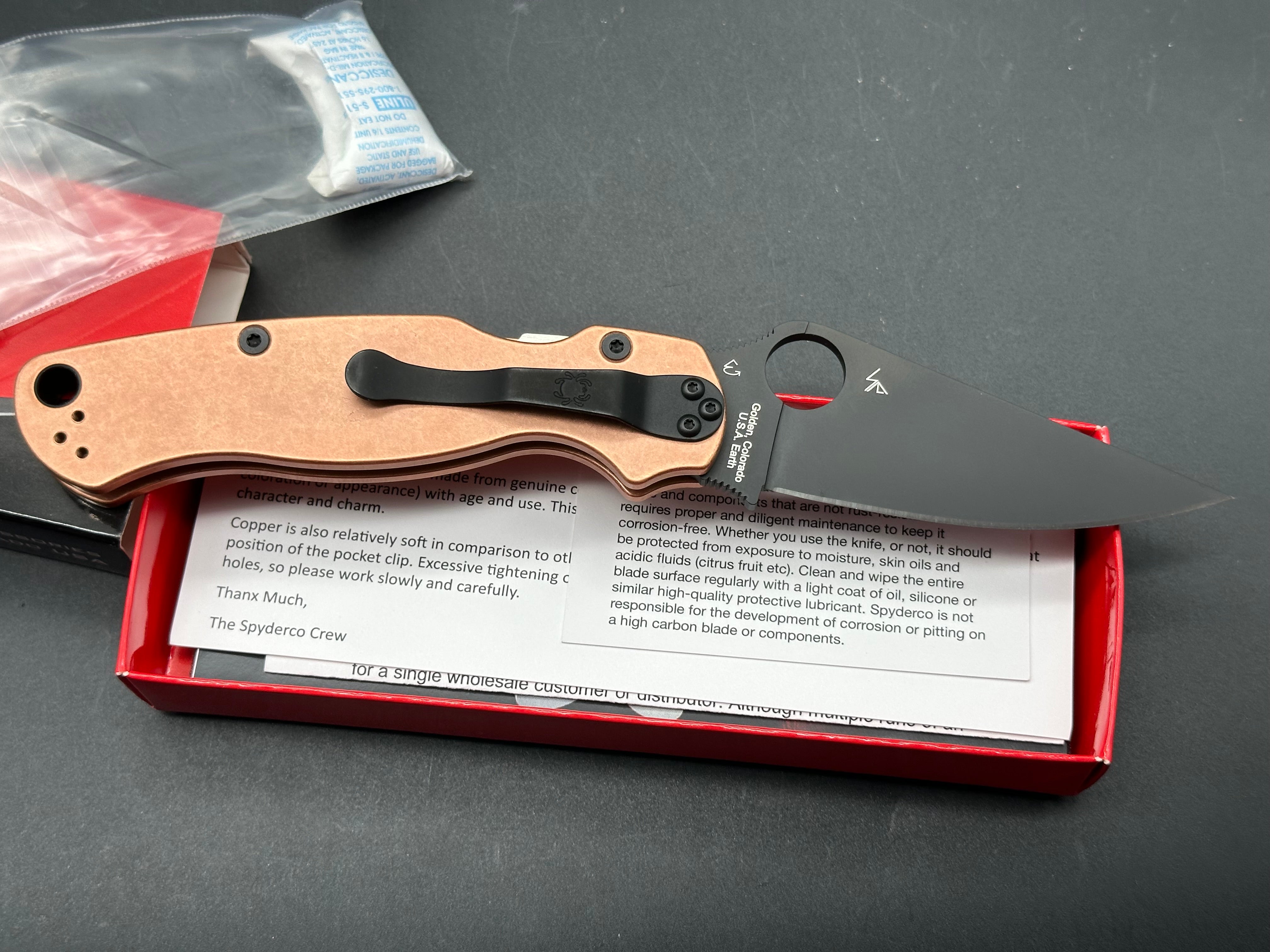 Spyderco Para 2, New in Box, Copper, Rex45
