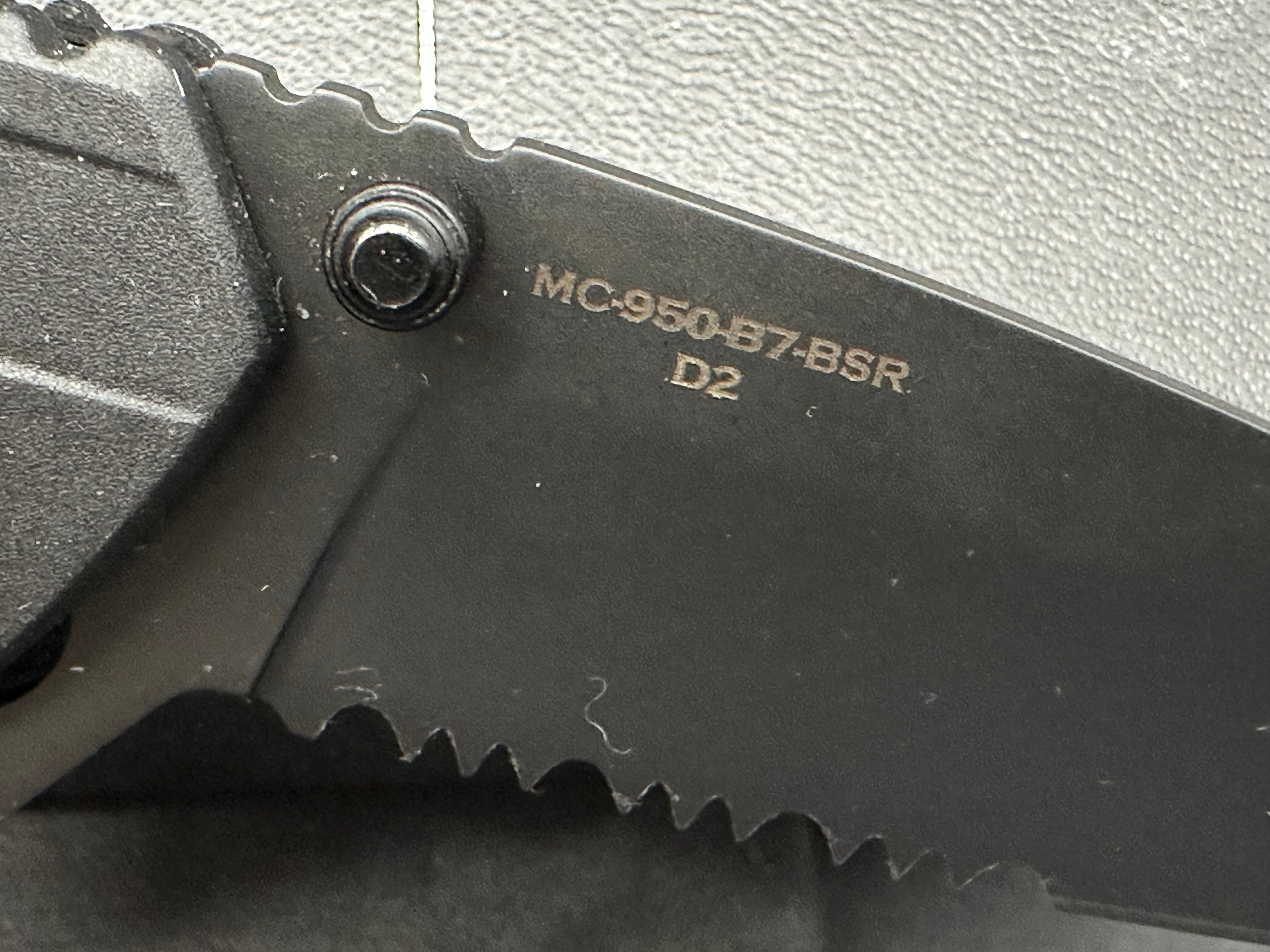 Bear OPS Rancor IX Slide Lock 2.83" D2 Black Serrated Black Zytel Handles