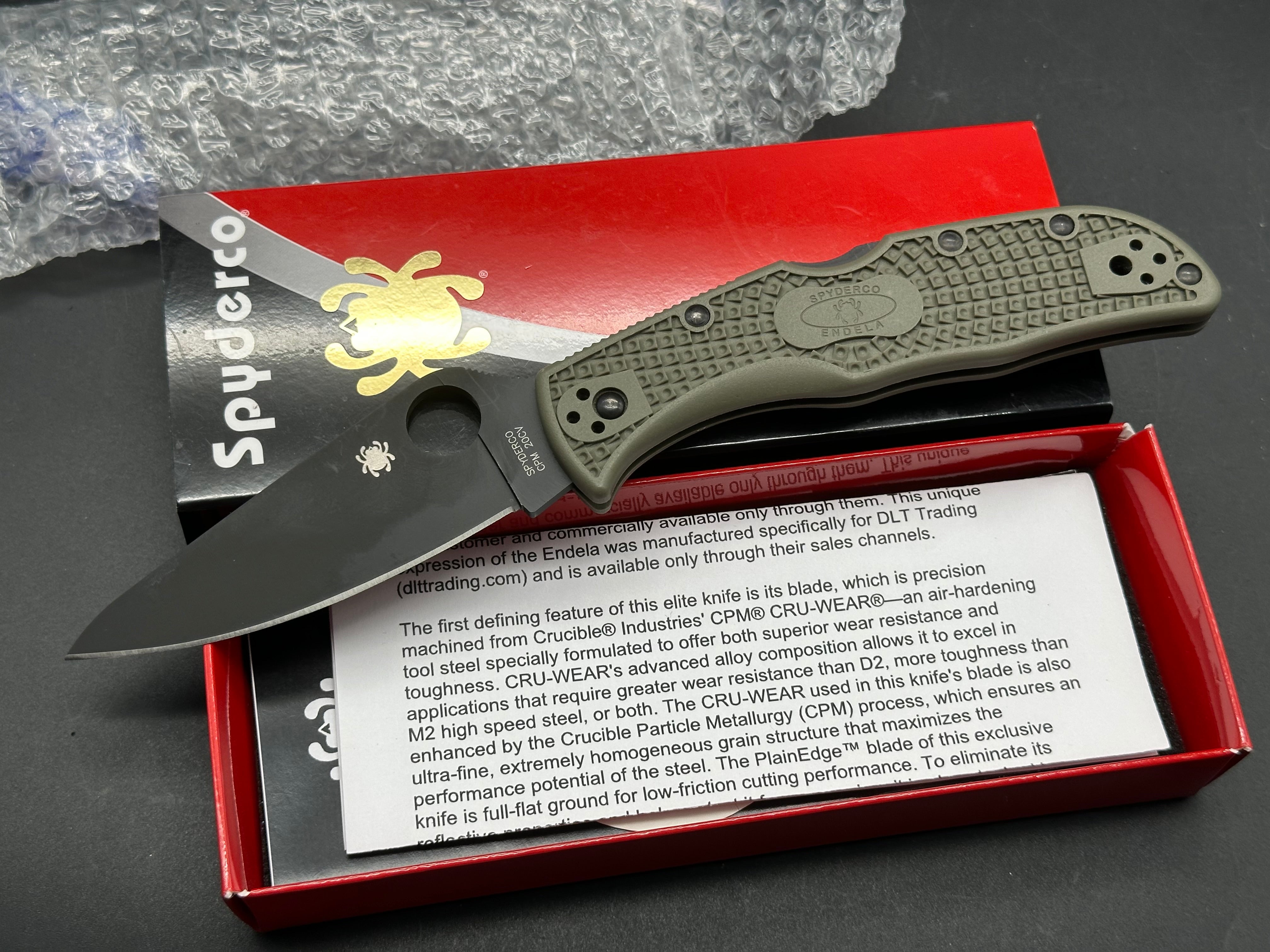 Spyderco Endela OD Green FRN, 20CV steel (Cruwear swap)