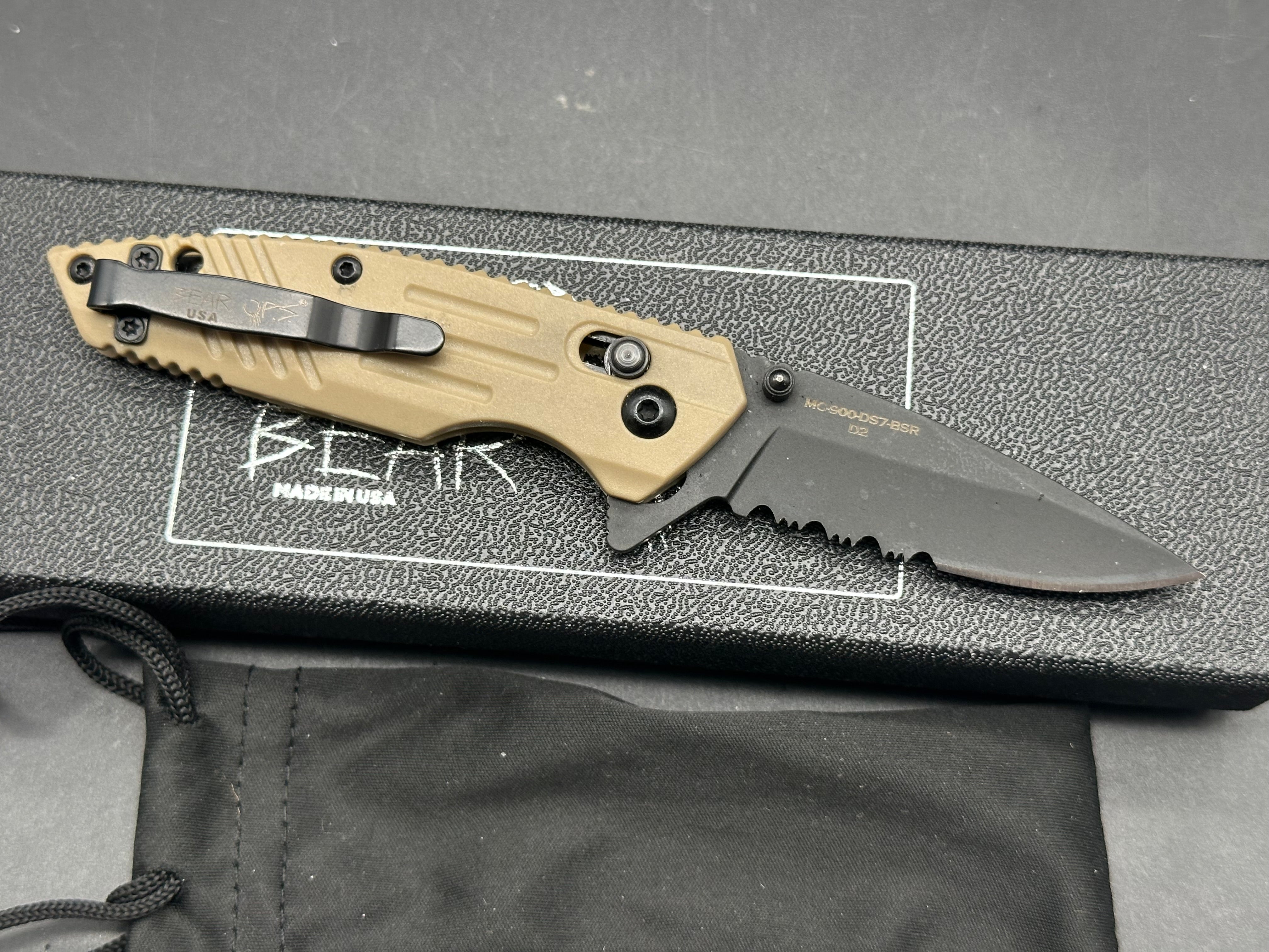 Bear & Son Bear Ops Rancor IX Folding Knife Desert Tan