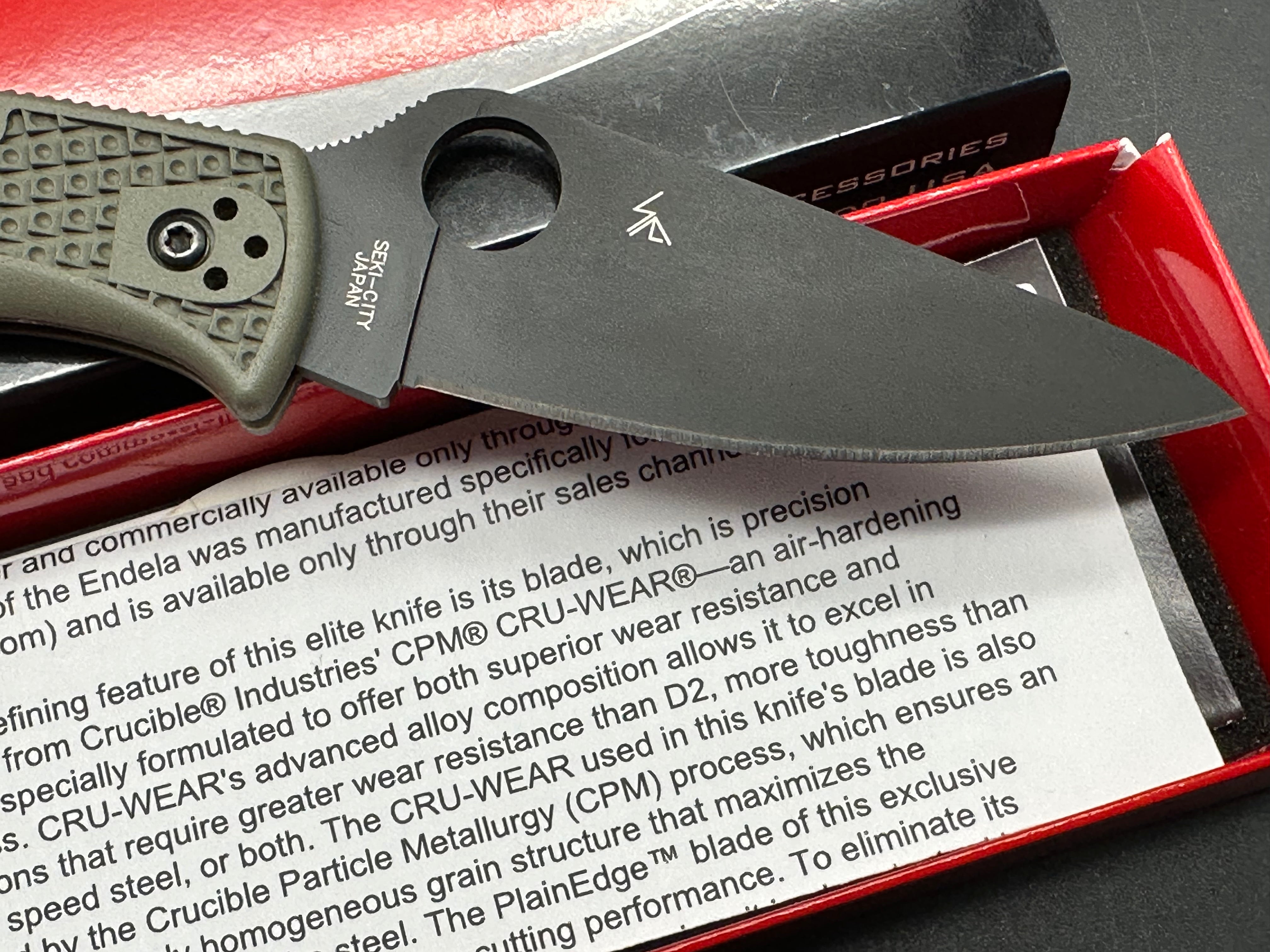 Spyderco Endela OD Green FRN, 20CV steel (Cruwear swap)