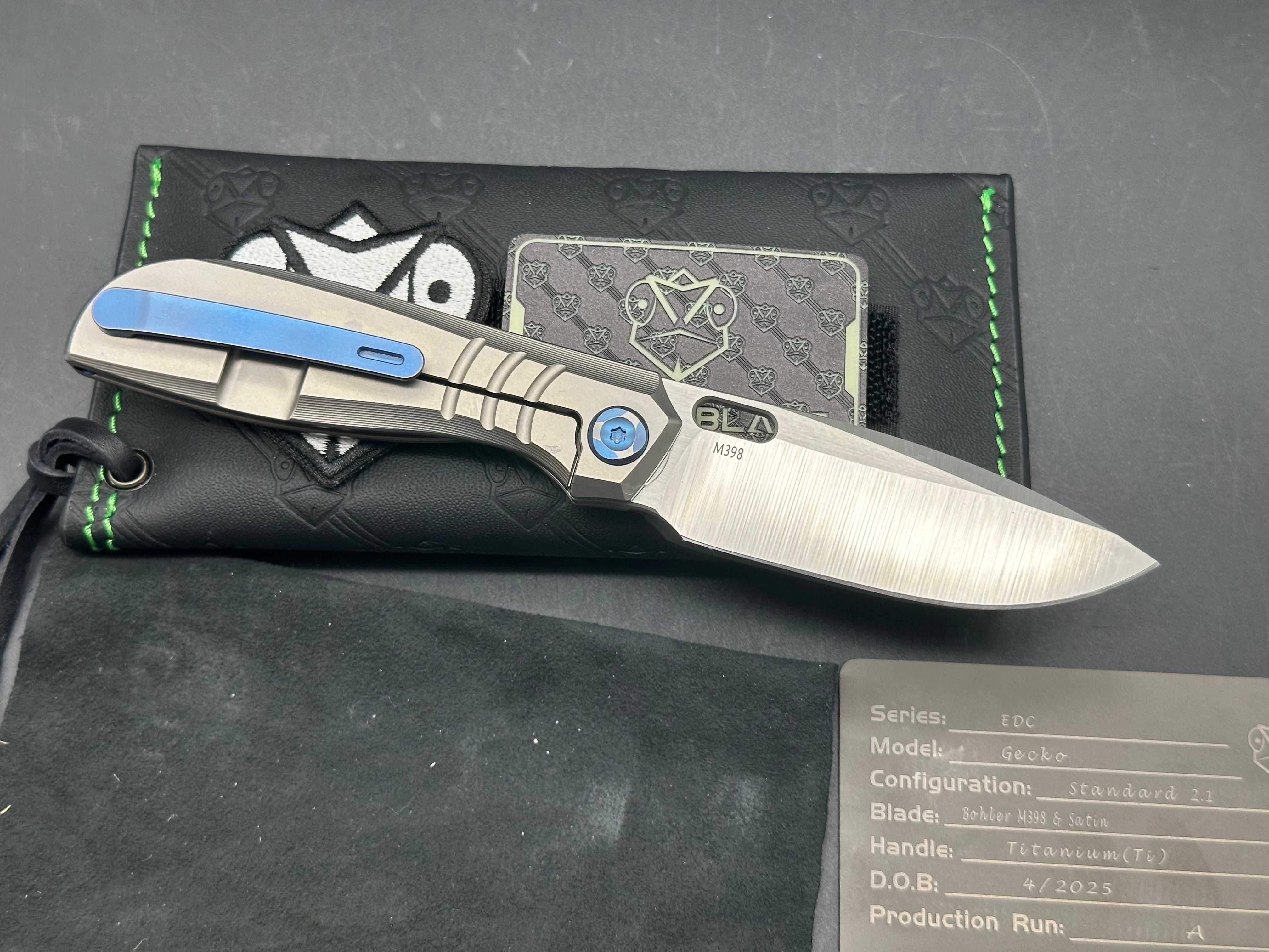 Poikilo Blade Gecko S2 titanium and M398 blade