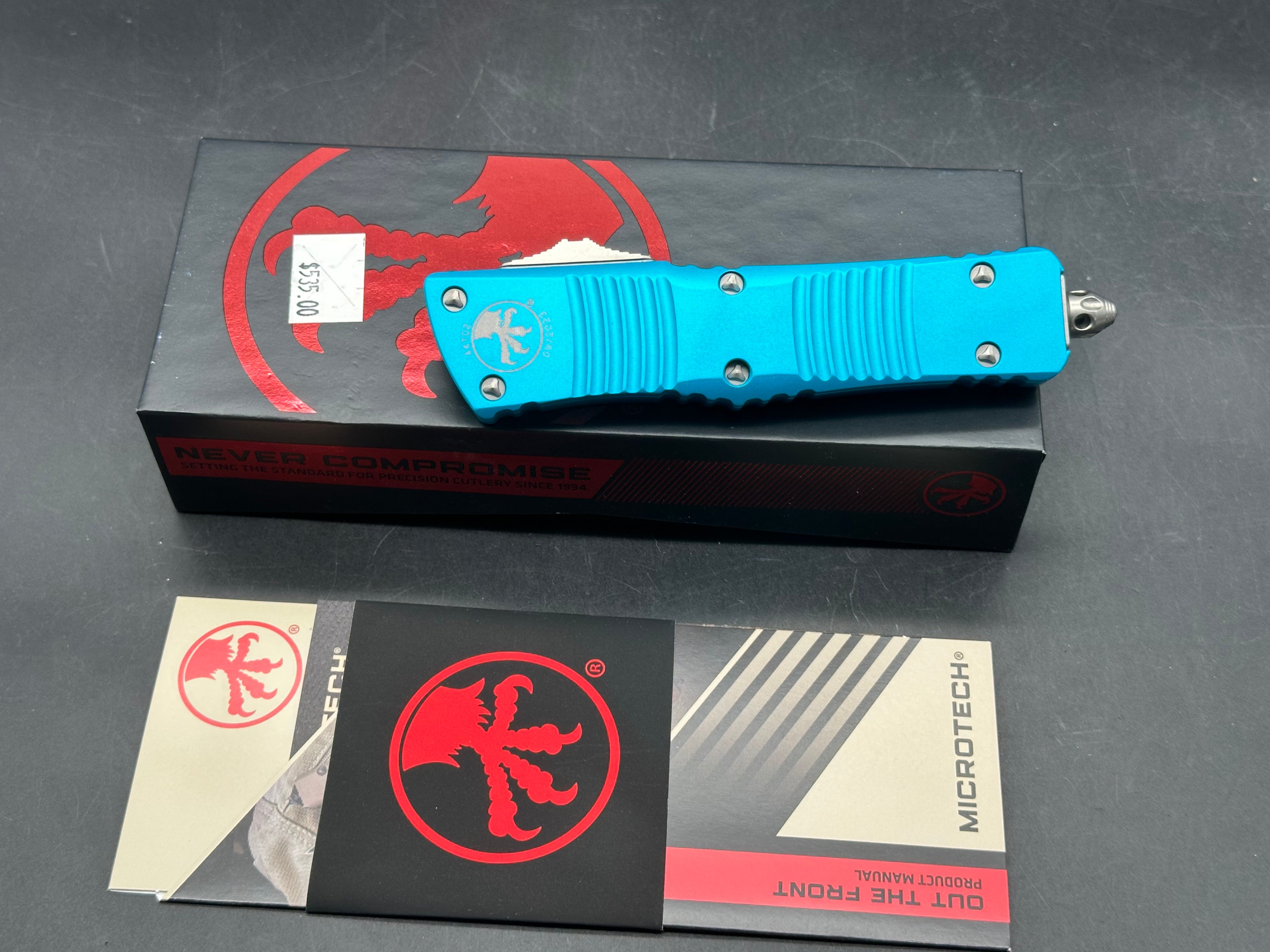 Microtech Combat Troodon Turquoise aluminum/M390 S/E