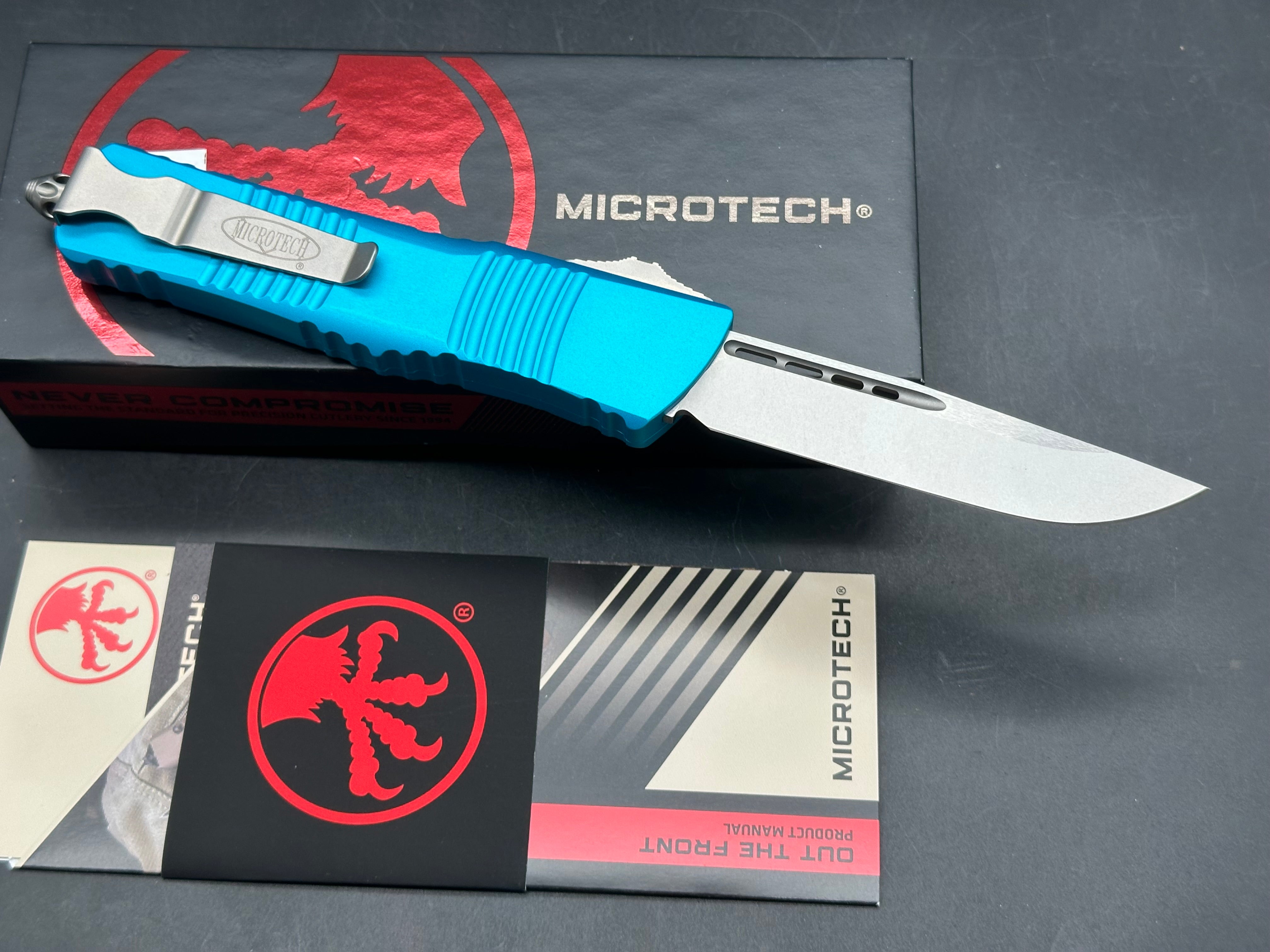 Microtech Combat Troodon Turquoise aluminum/M390 S/E