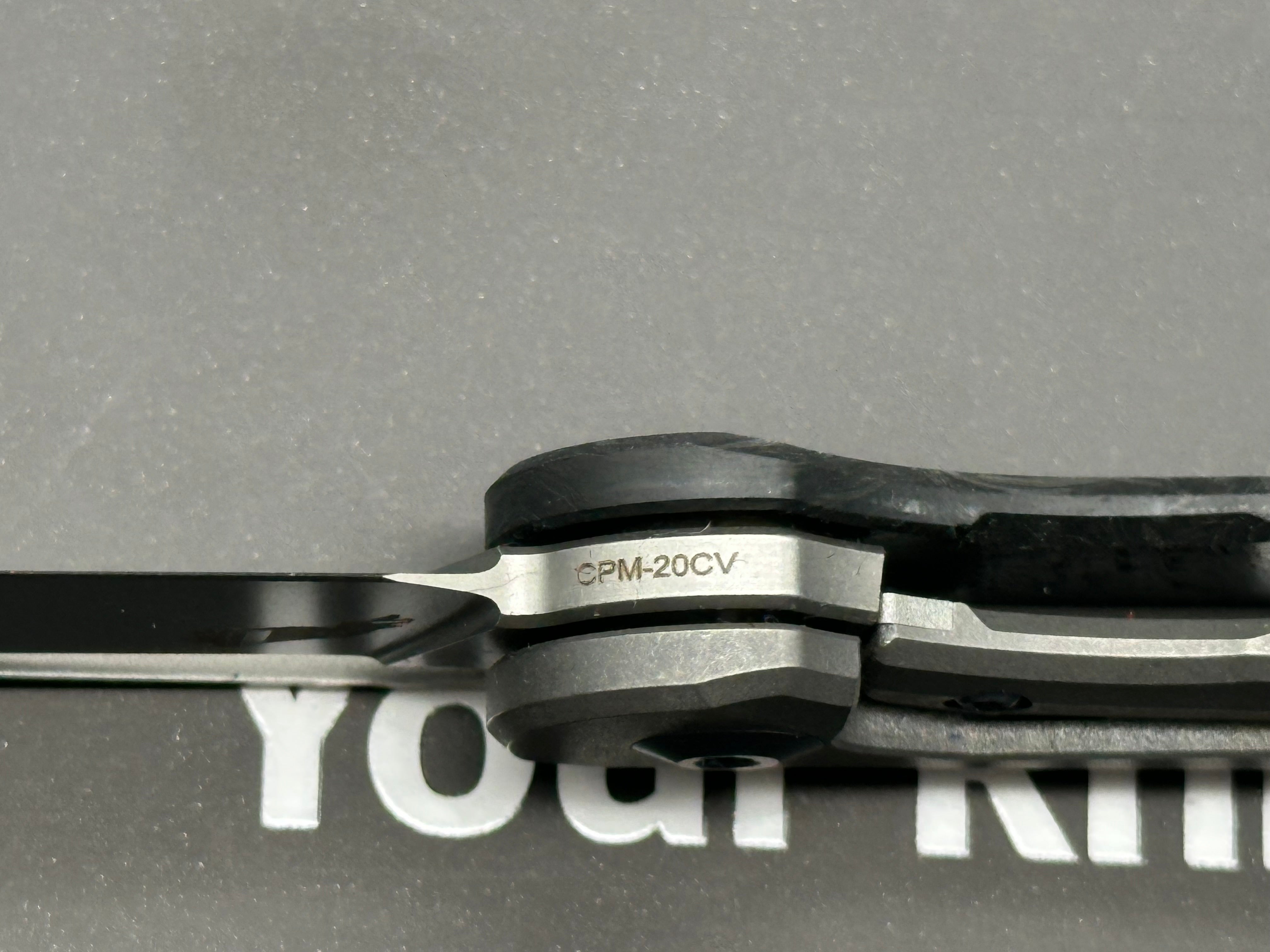 Boos Blades Mini Smoke: 3.2 inch CPM-20CV blade. Only 1.78 oz. Titanium and carbon fiber handle