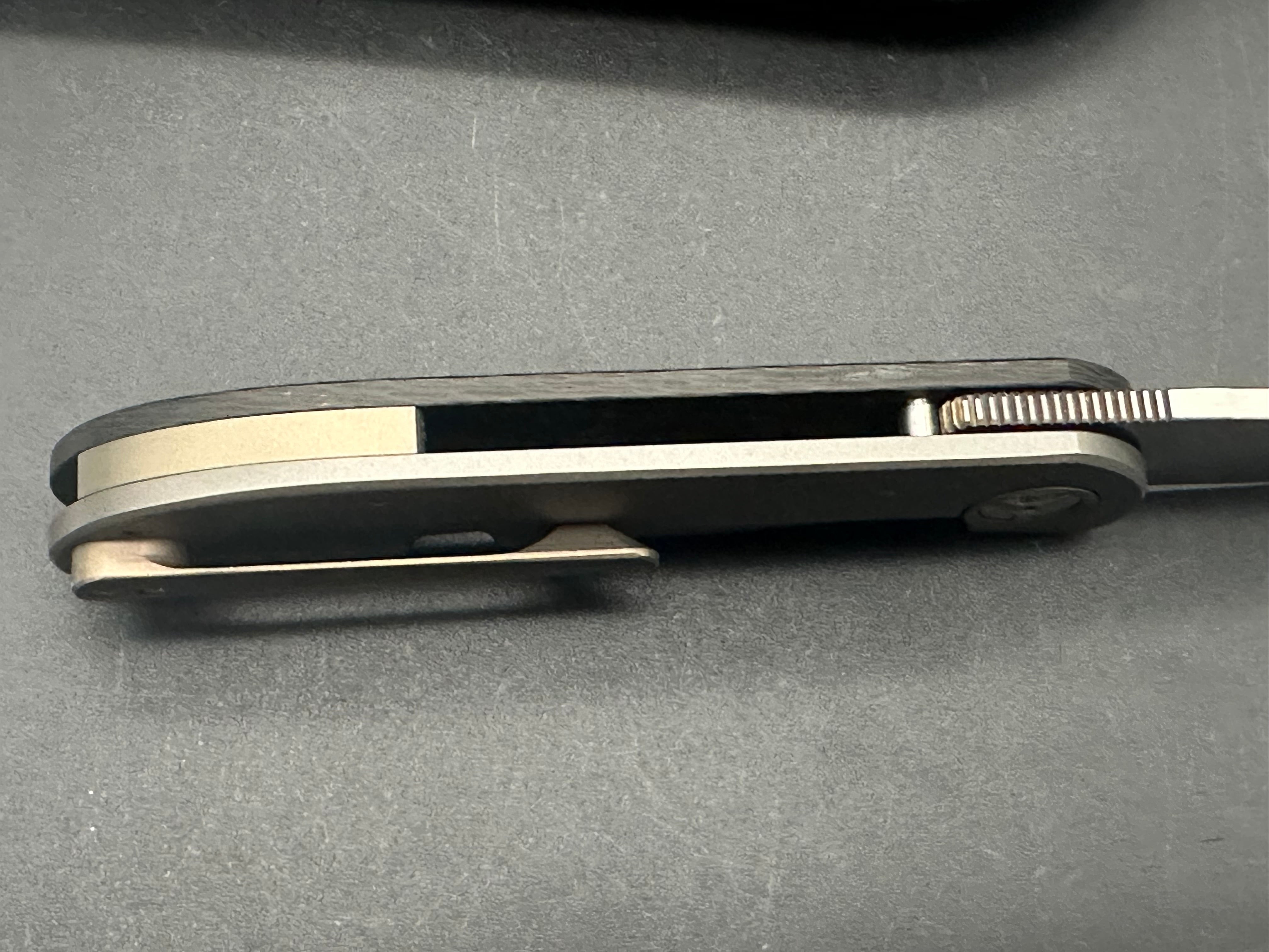 TBC Trevor Burger Custom LEXK Sheepsfoot SFL, Titanium- Snakeskin Carbon Fiber Inlay / Hand Rubbed Satin M390