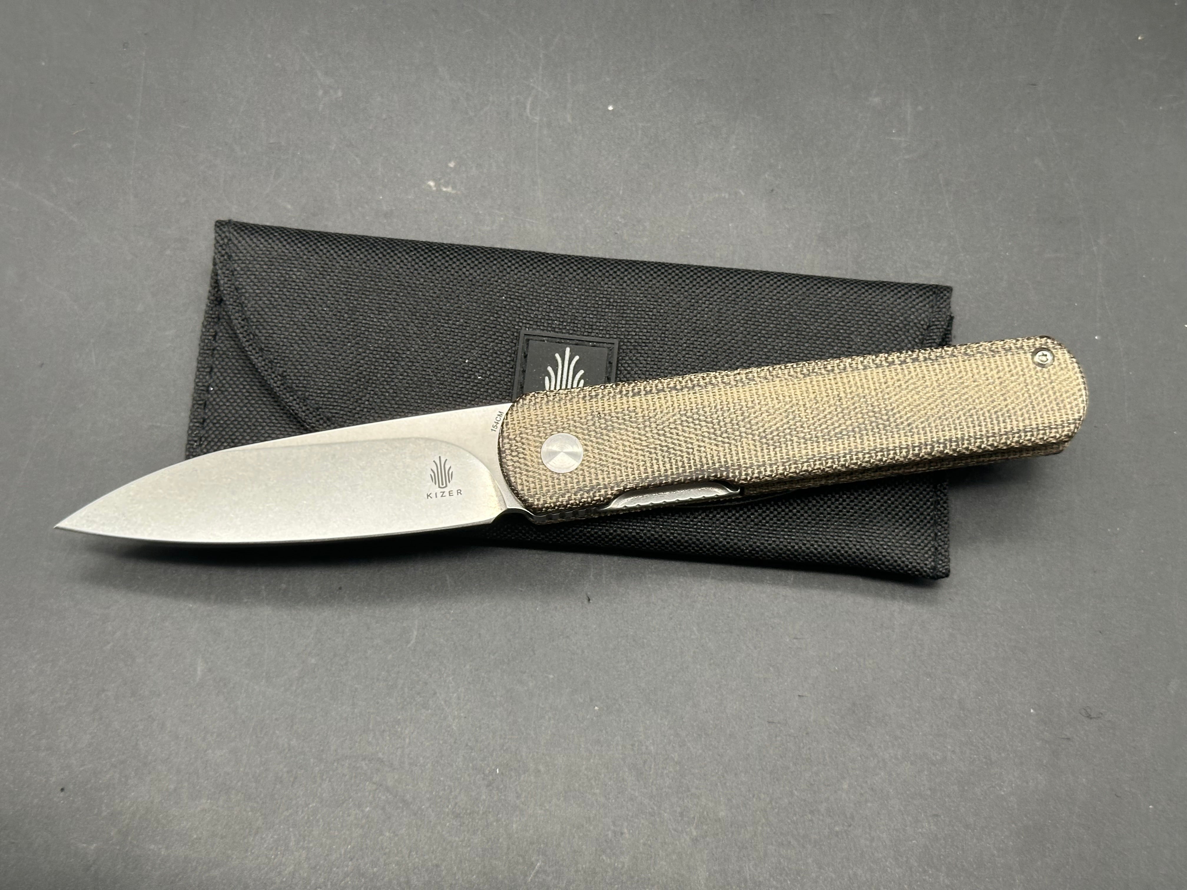 Kizer Feist XL - 154CM Steel Tan Micarta