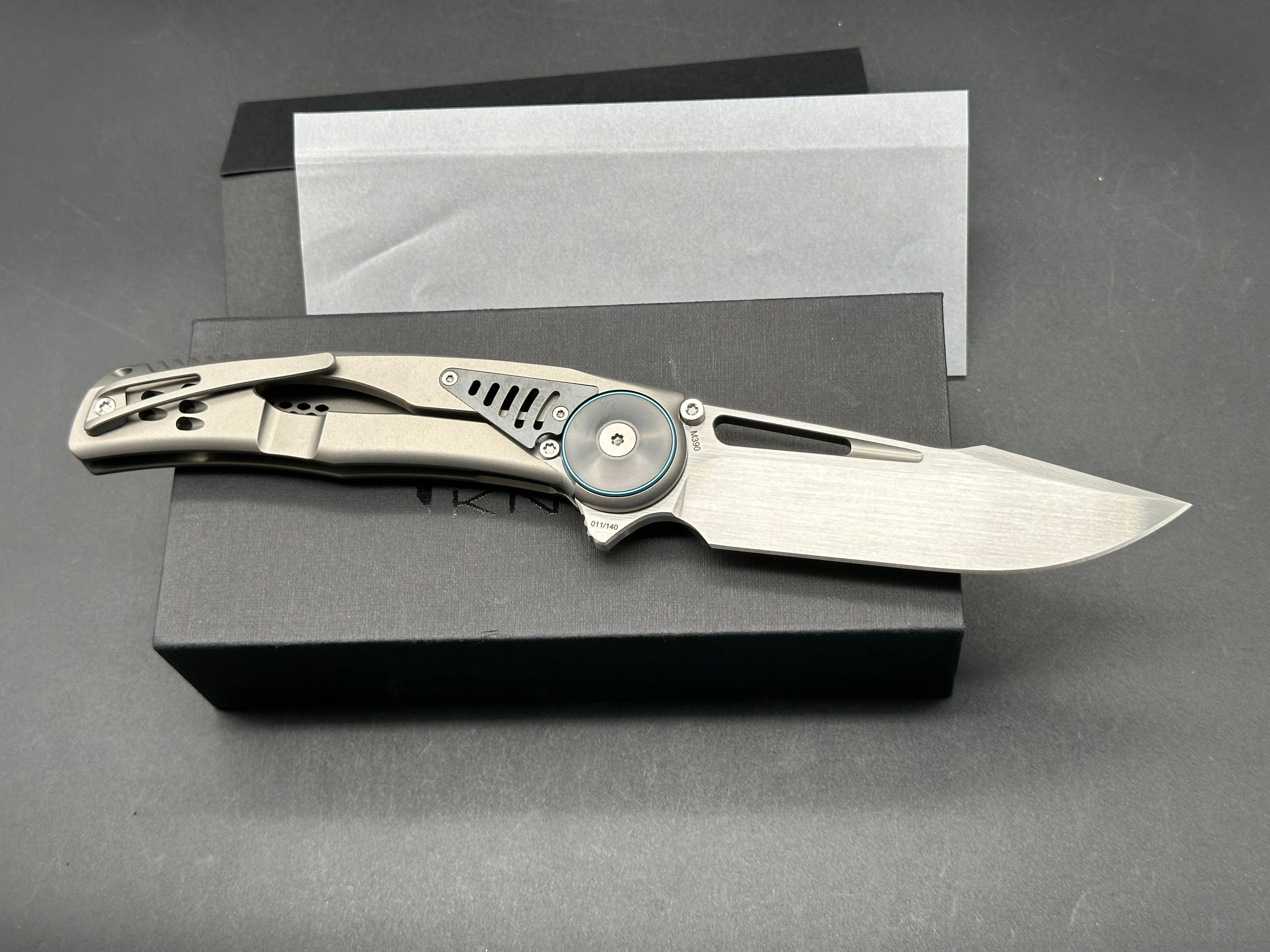Reate GTR Frame Lock Knife Ti w/ Zirconium Inlay Titanium BB Clip (3.6" Satin)