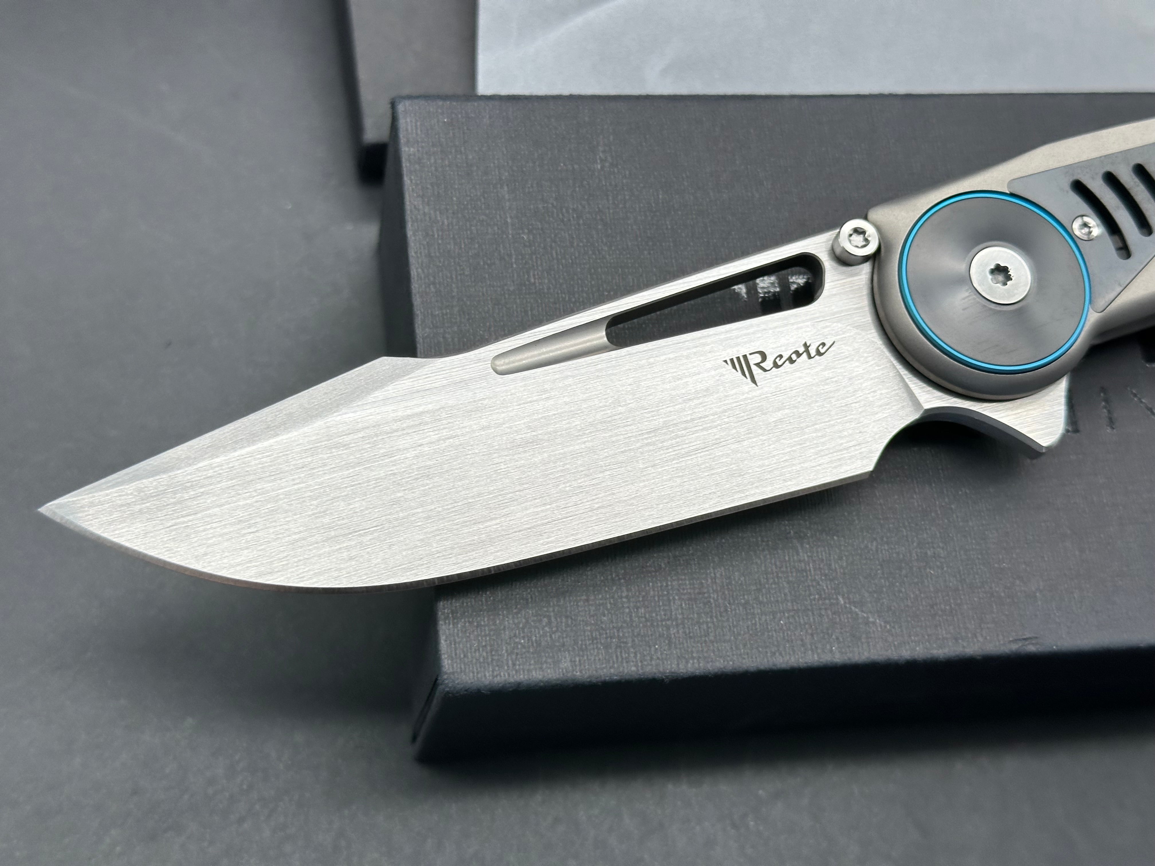 Reate GTR Frame Lock Knife Ti w/ Zirconium Inlay Titanium BB Clip (3.6" Satin)