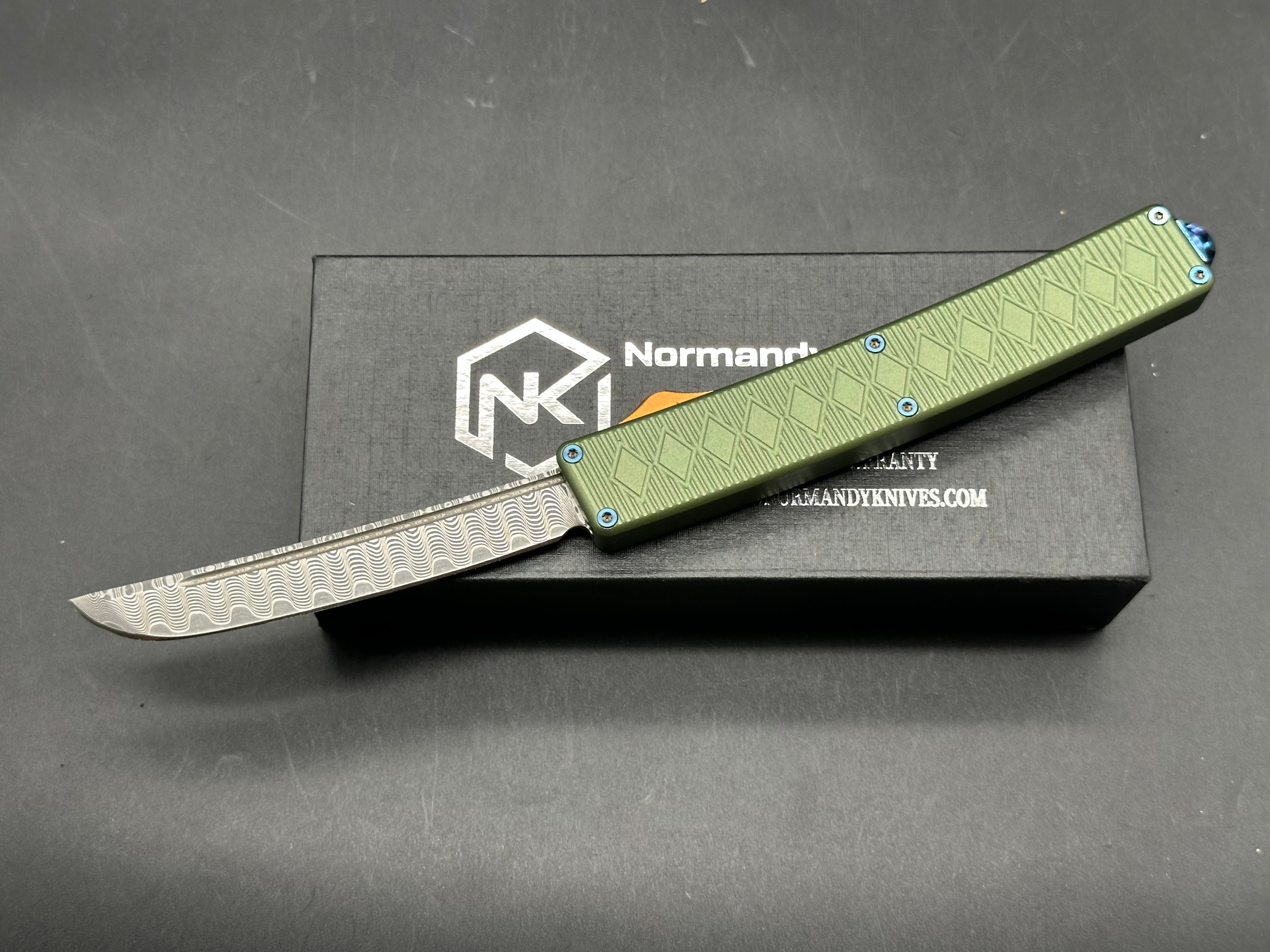 Normandy Knives Shogun: 3.5 inch OTF Damascus VG10 blade