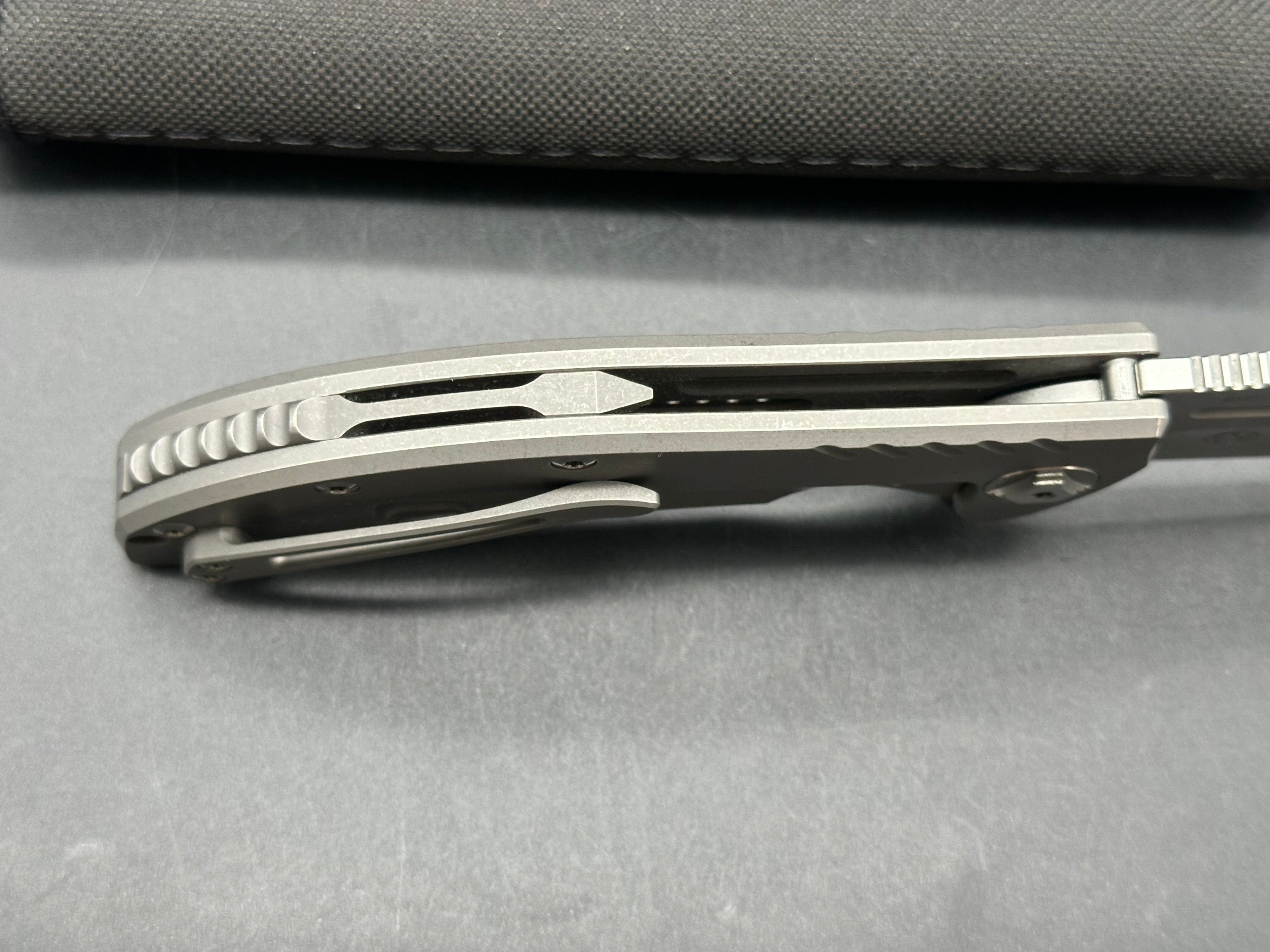 Reate Valhalla: Faisal Yamin design. 3.875 inch, clip point, stonewashed, flat grind freeze edged RWL-34 blade