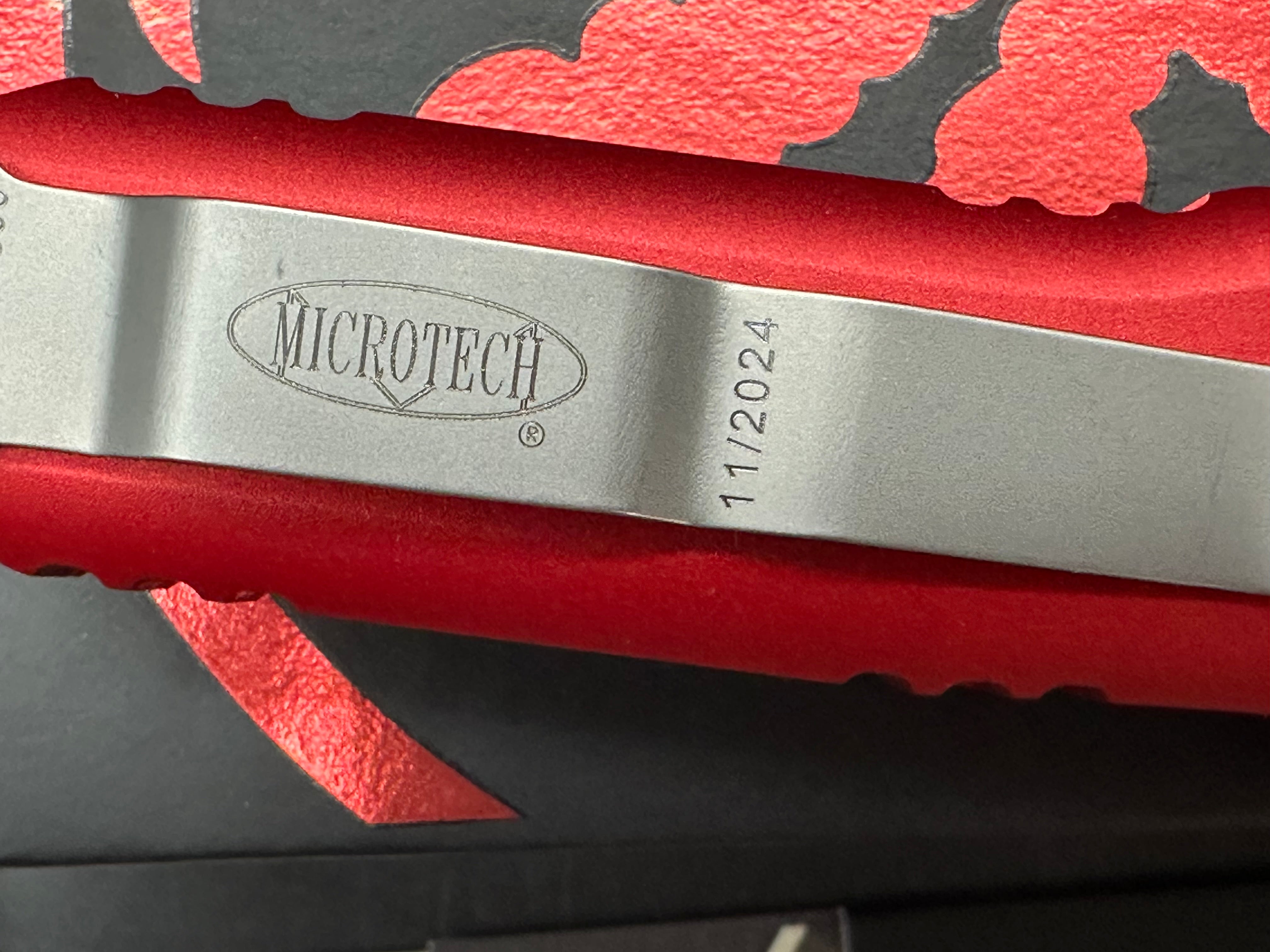 Microtech UTX-85 S/E OTF Automatic Knife Red (3.125" Stonewash) 231-10RD