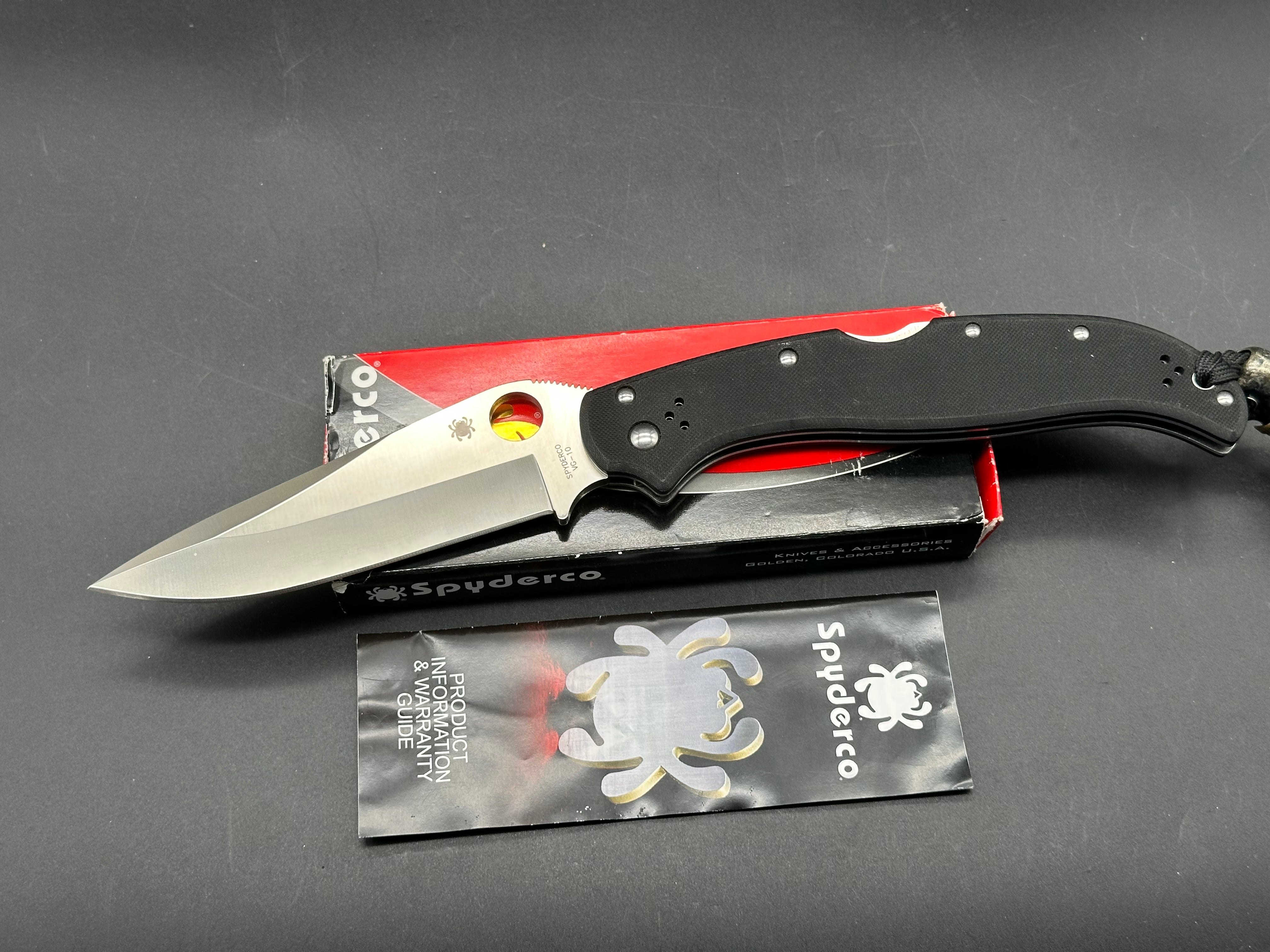 Spyderco Tatanka PowerLock Knife Black G-10 (5.06" Satin)