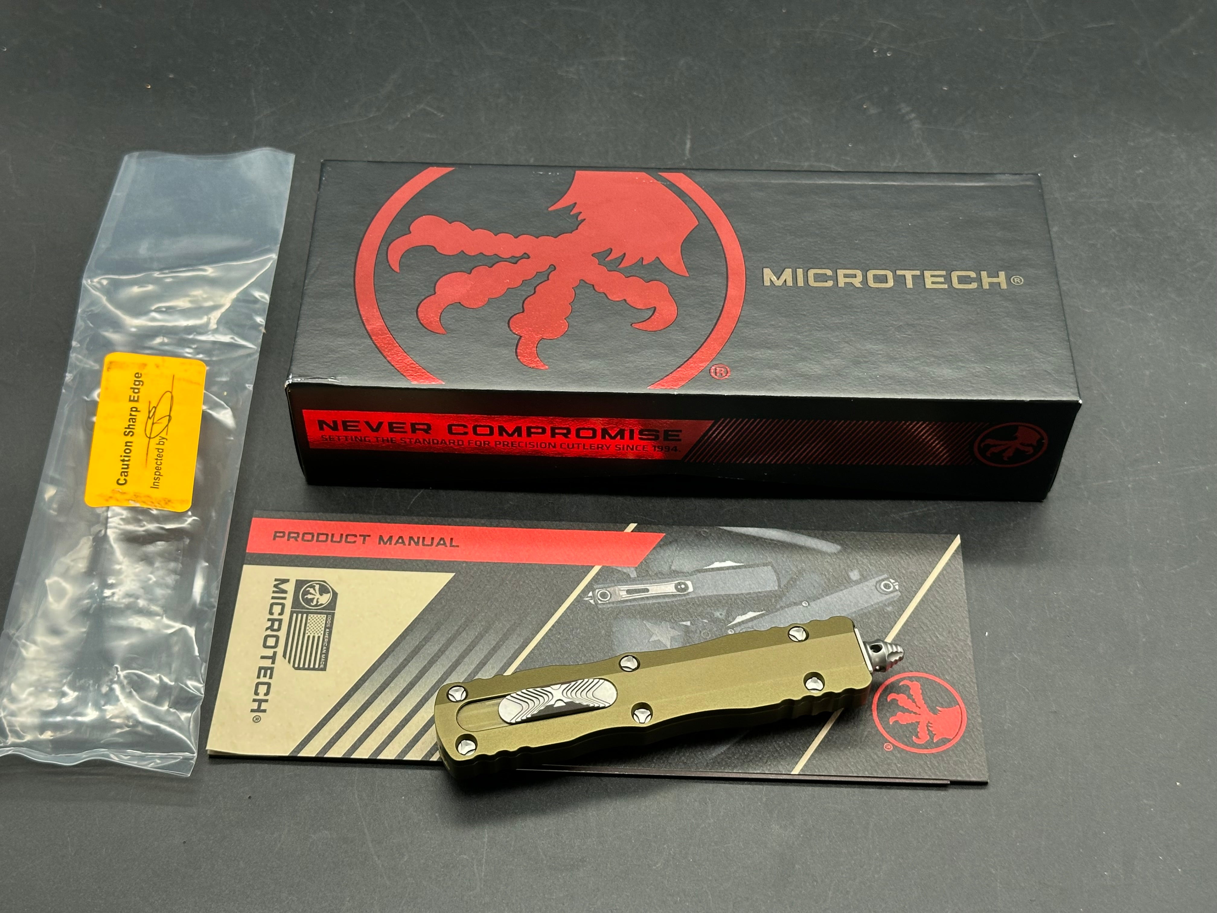 Microtech Dirac Dagger OTF Automatic Knife OD Green (2.88" Stonewash)