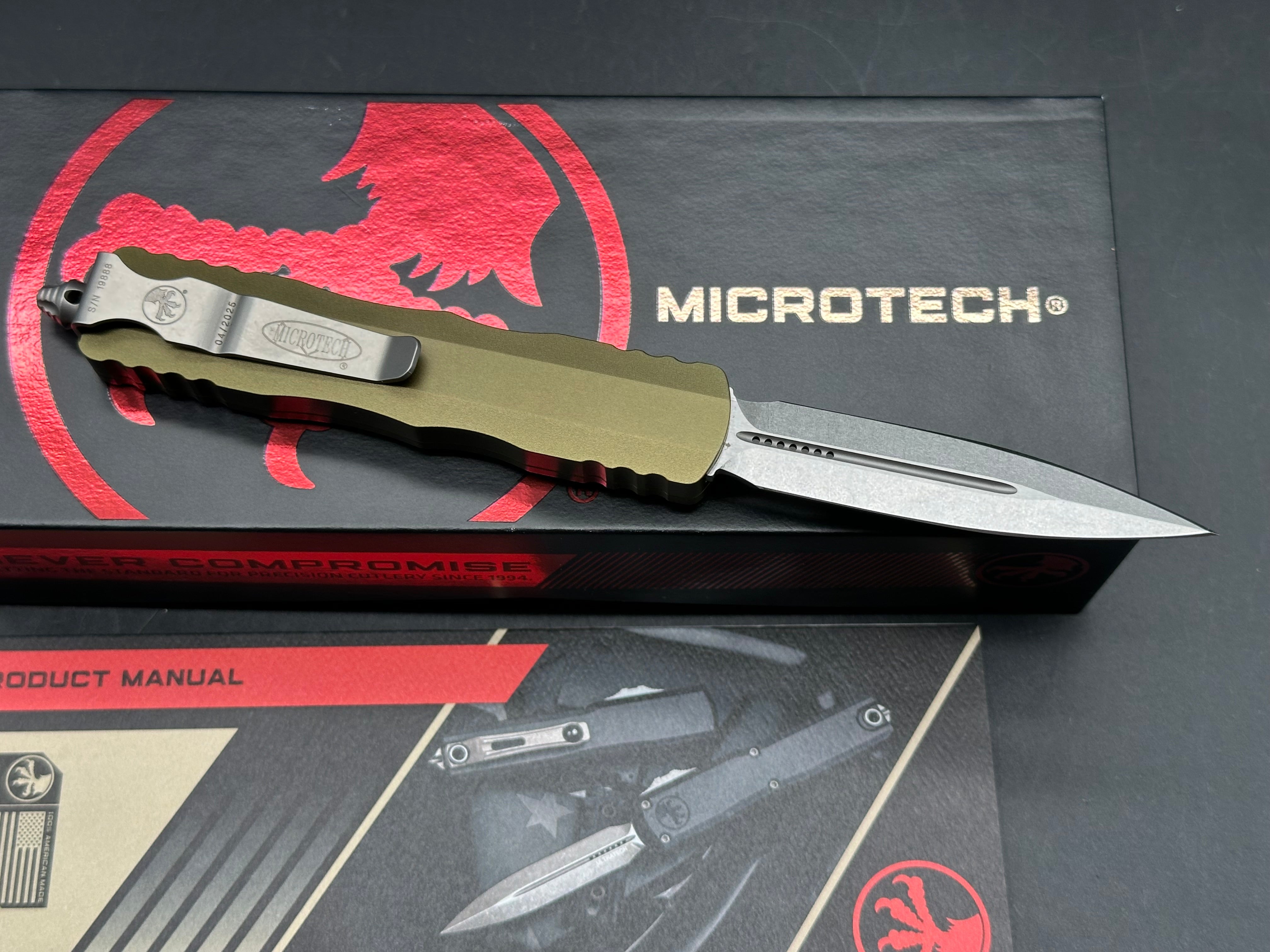 Microtech Dirac Dagger OTF Automatic Knife OD Green (2.88" Stonewash)