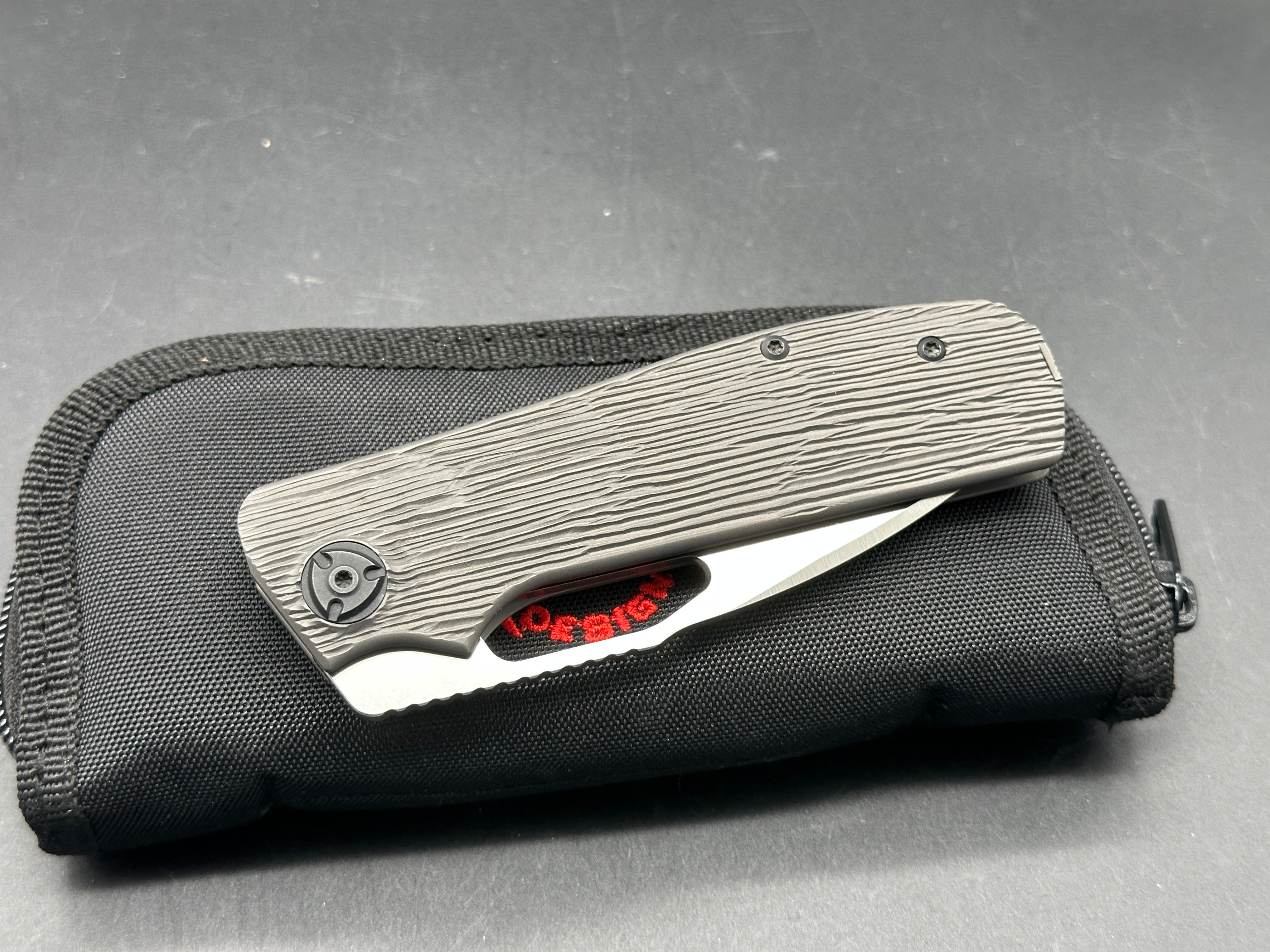 Liong Mah Field Duty barked texture & blackwashed titanium handle w/M390 blade