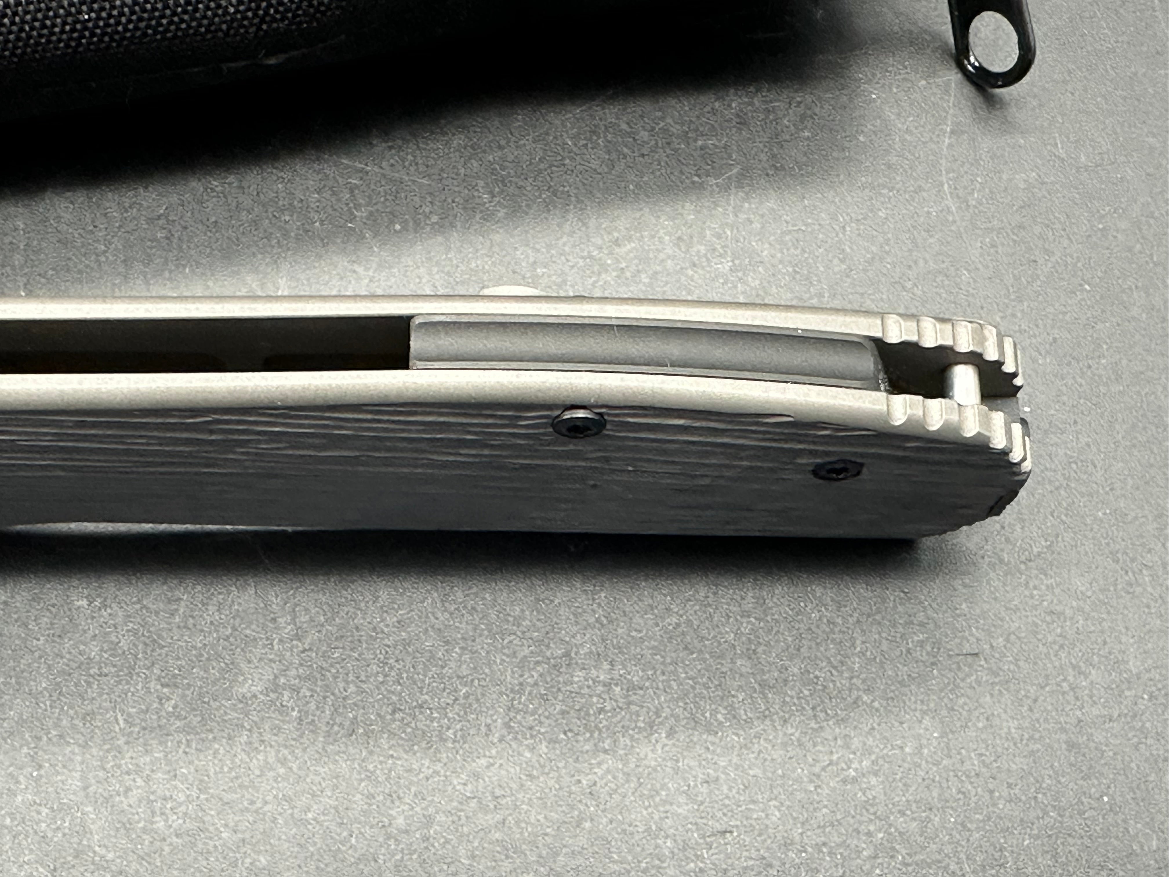 Liong Mah Field Duty barked texture & blackwashed titanium handle w/M390 blade