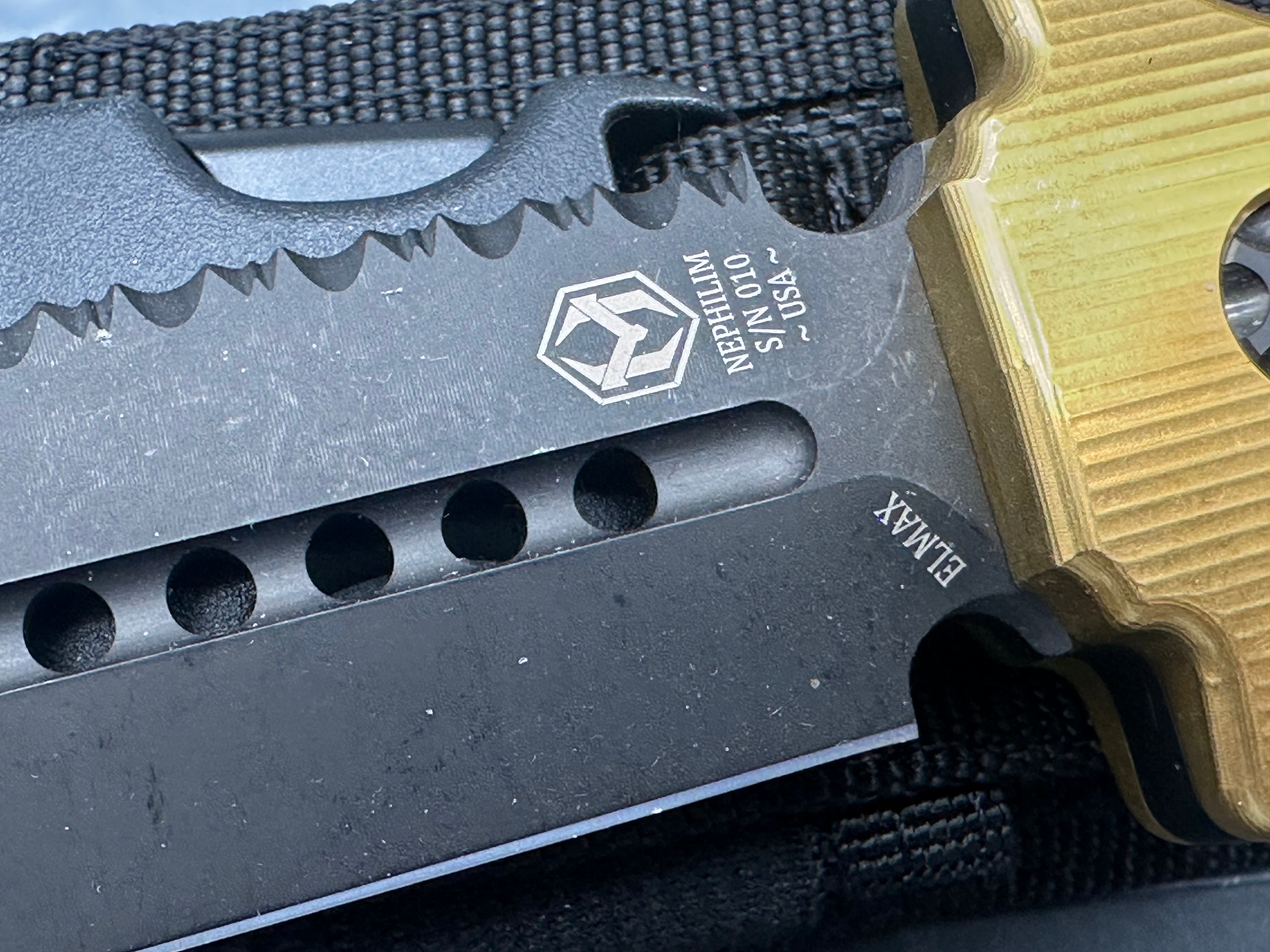 Heretic Nephilim Double Edge DLC full serrated Ti Nitride Handle