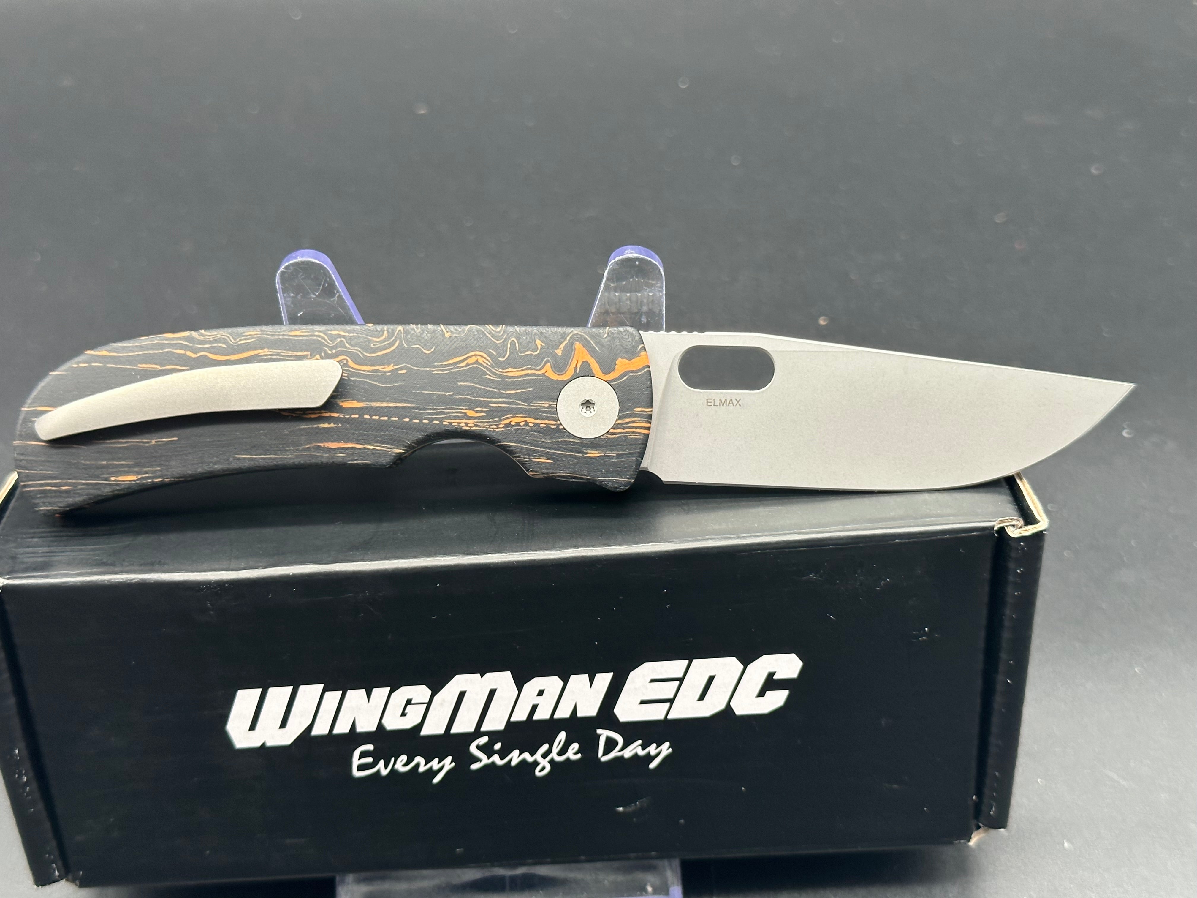 Wingman MTNT Mach 1 Orange and black G10 handle w/ELMAX blade