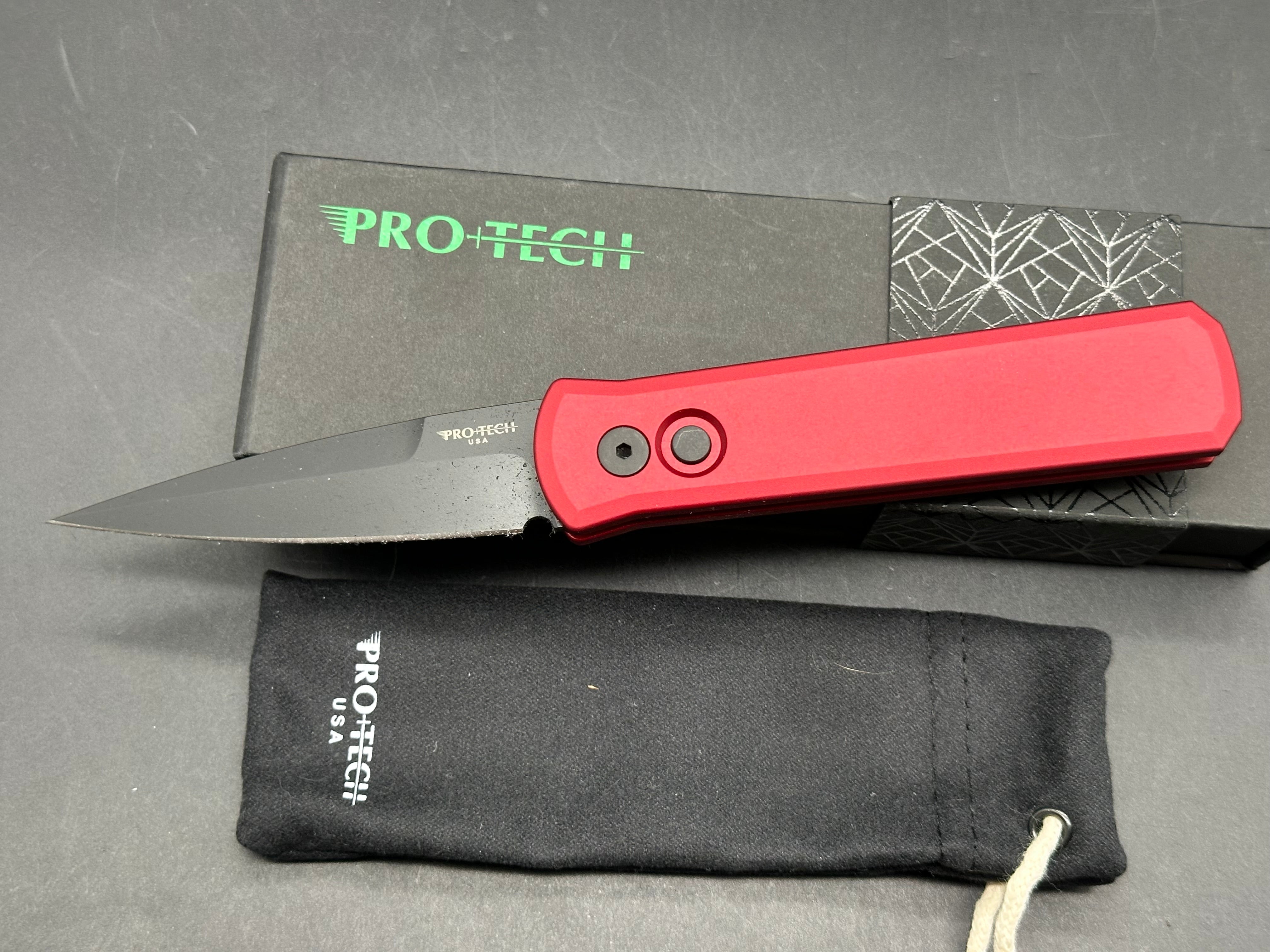 ProTech Godson Automatic Knife Red Aluminum (3.15" Black)