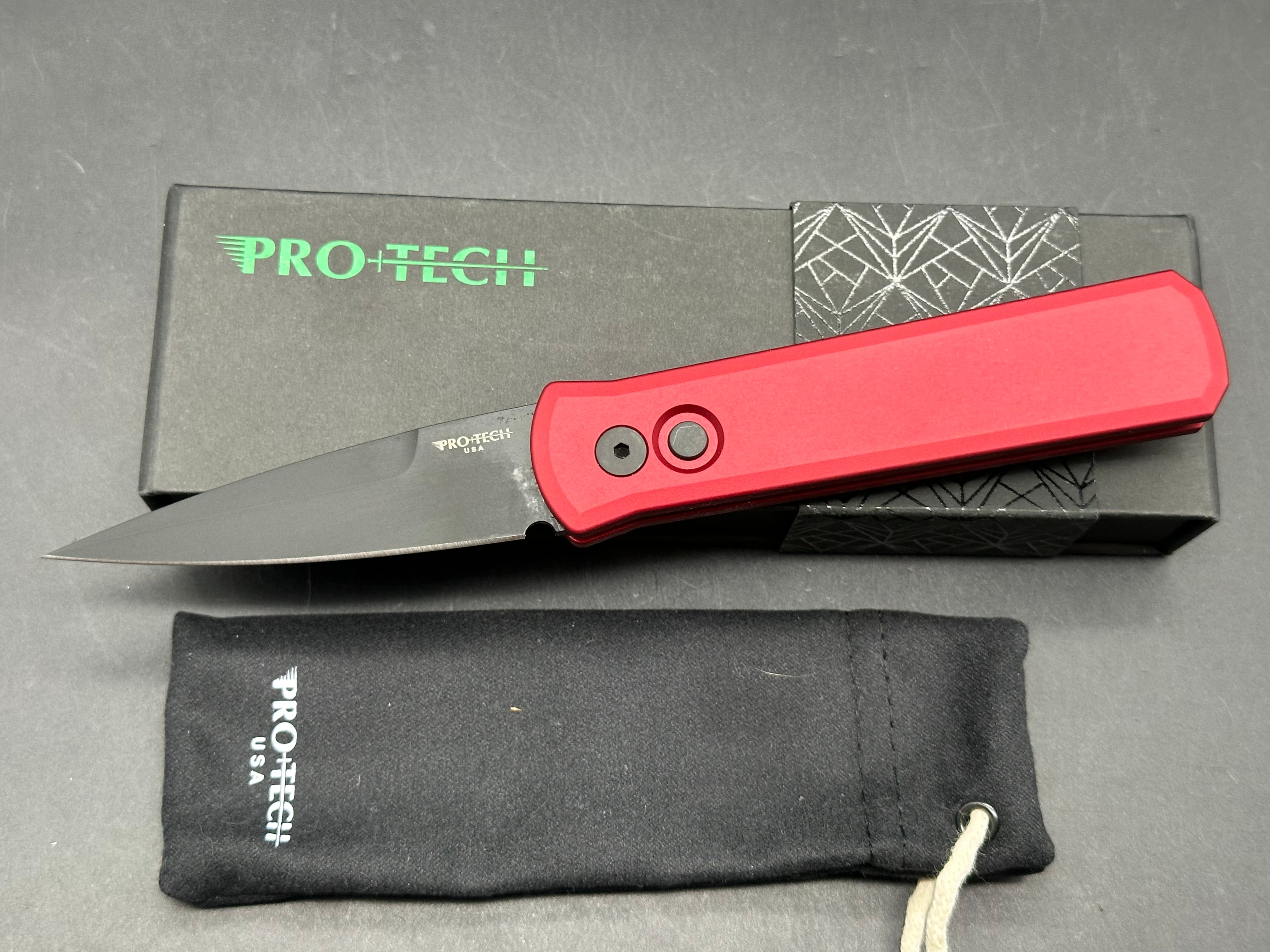 ProTech Godson Automatic Knife Red Aluminum (3.15" Black)