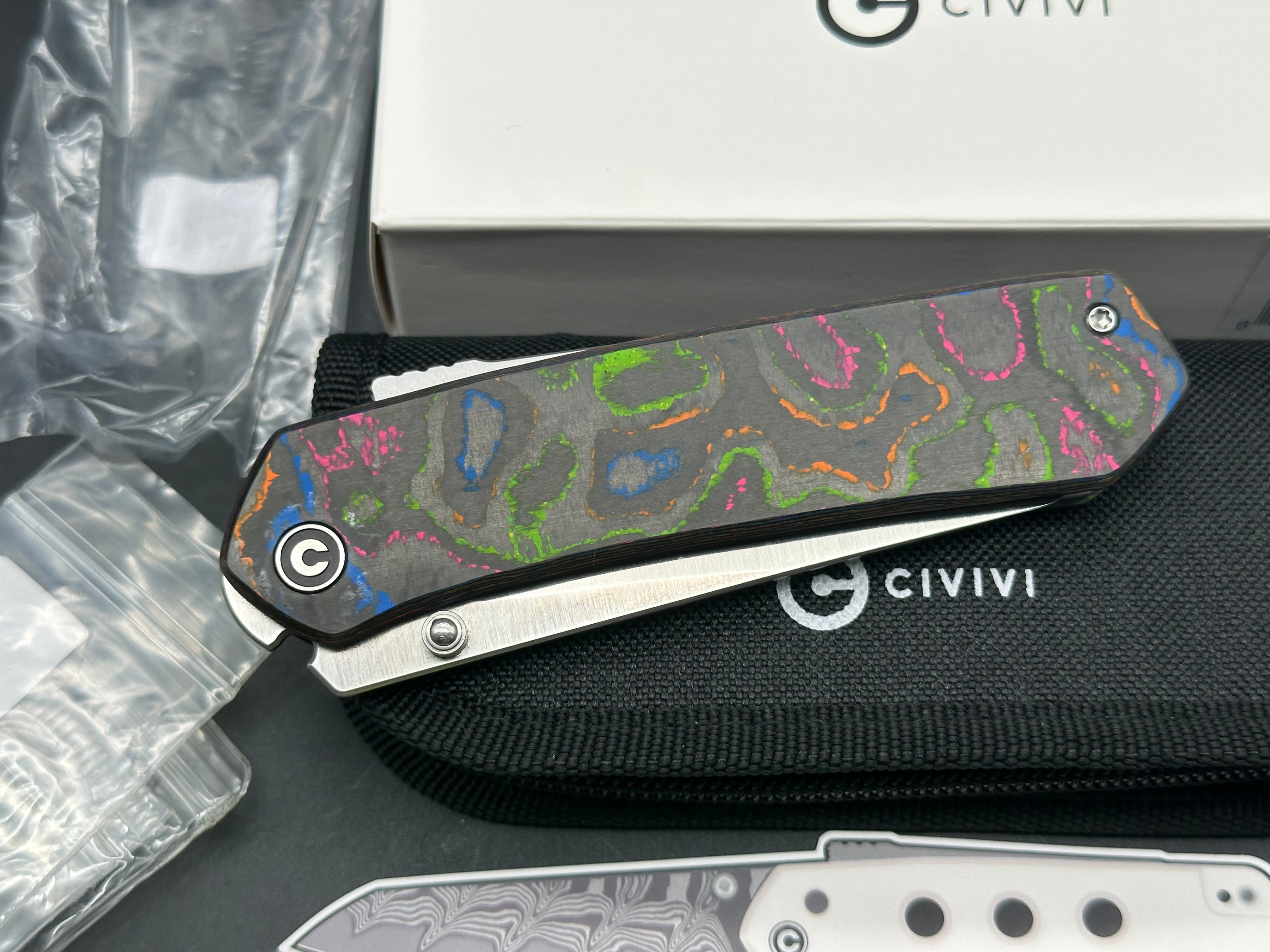 Civivi Vision FG - LNIB - Knifecenter exclusive in S35VN - custom 80's camo carbon scales & Skiff bearings