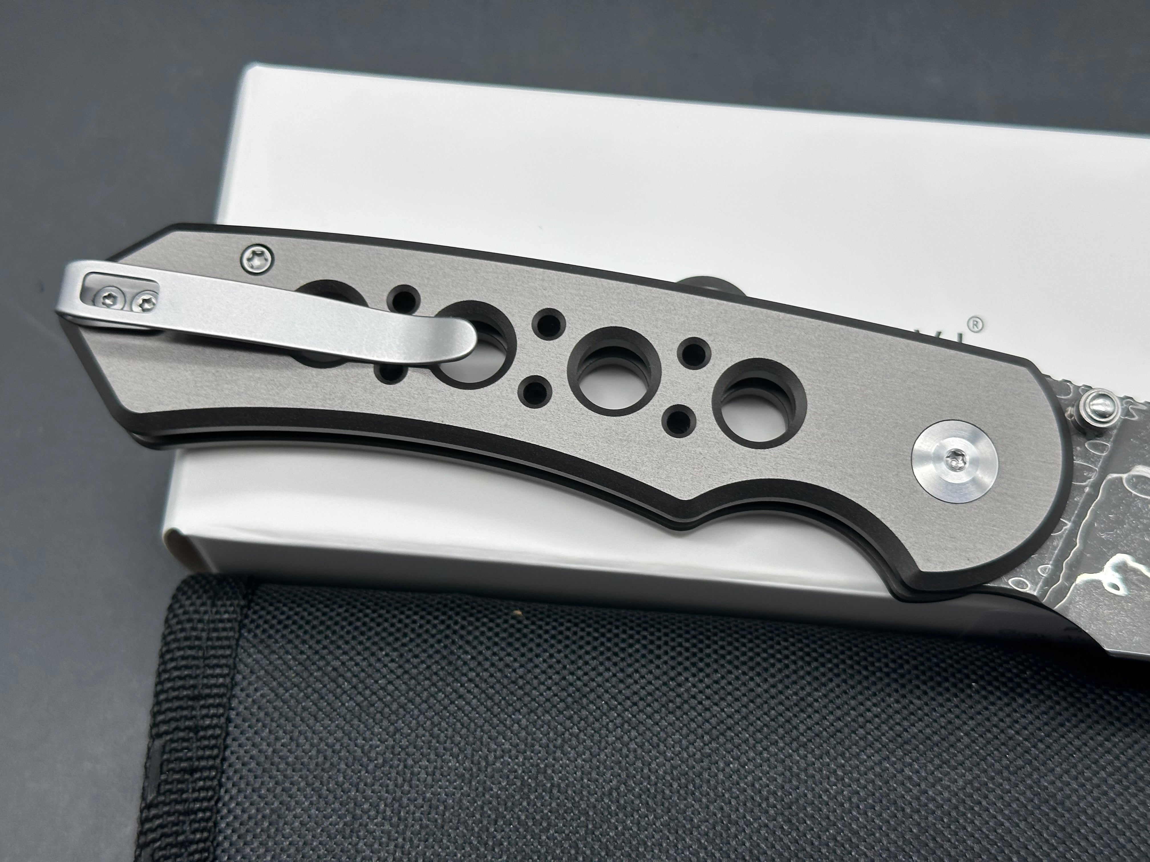 CIVIVI Pragma Prime Thumb Stud & Button Lock Knife Aluminum Handle (3.49" Damascus Blade)