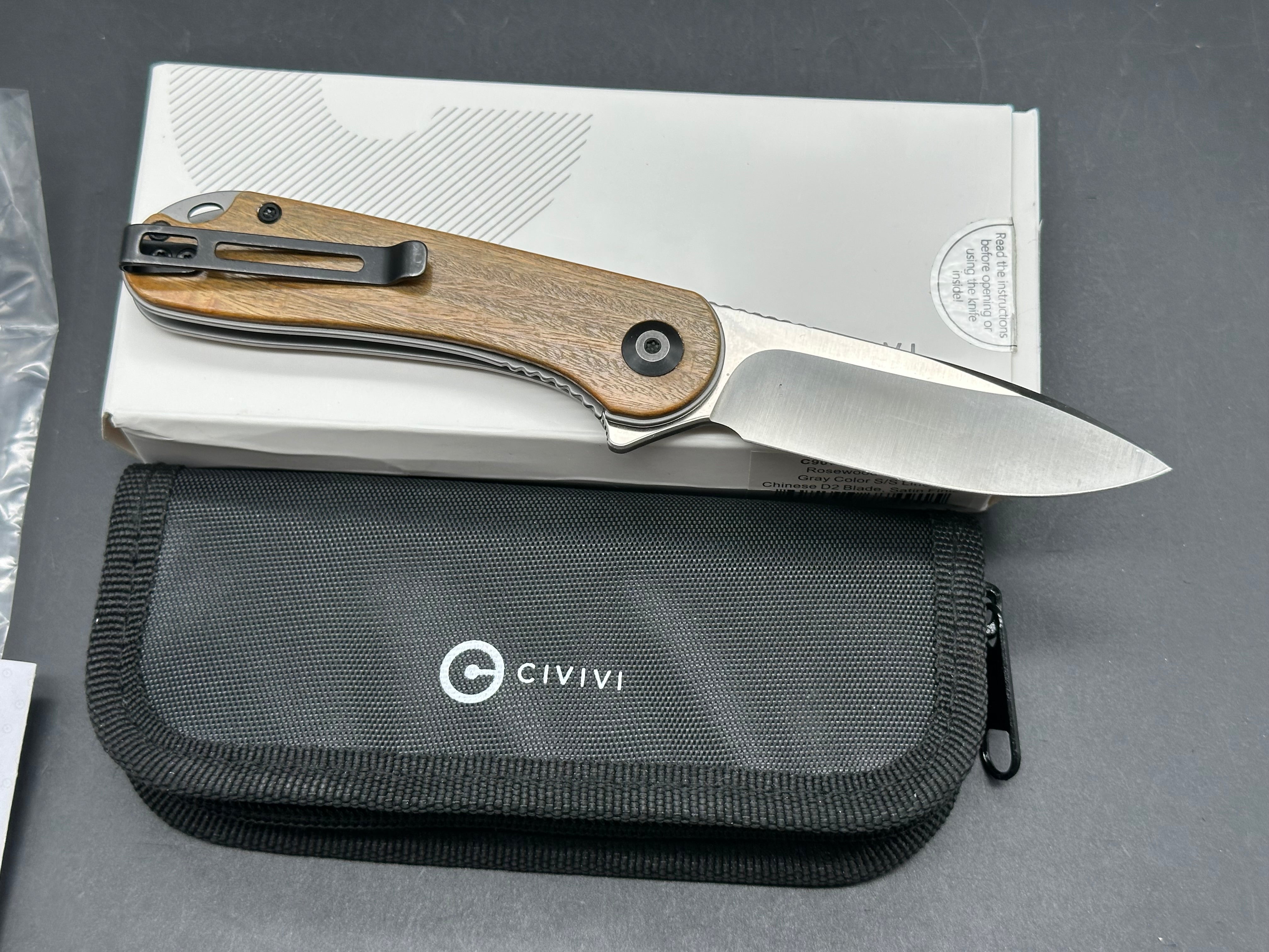 CIVIVI Elementum Liner Lock Knife Rosewood (2.9" Satin D2)