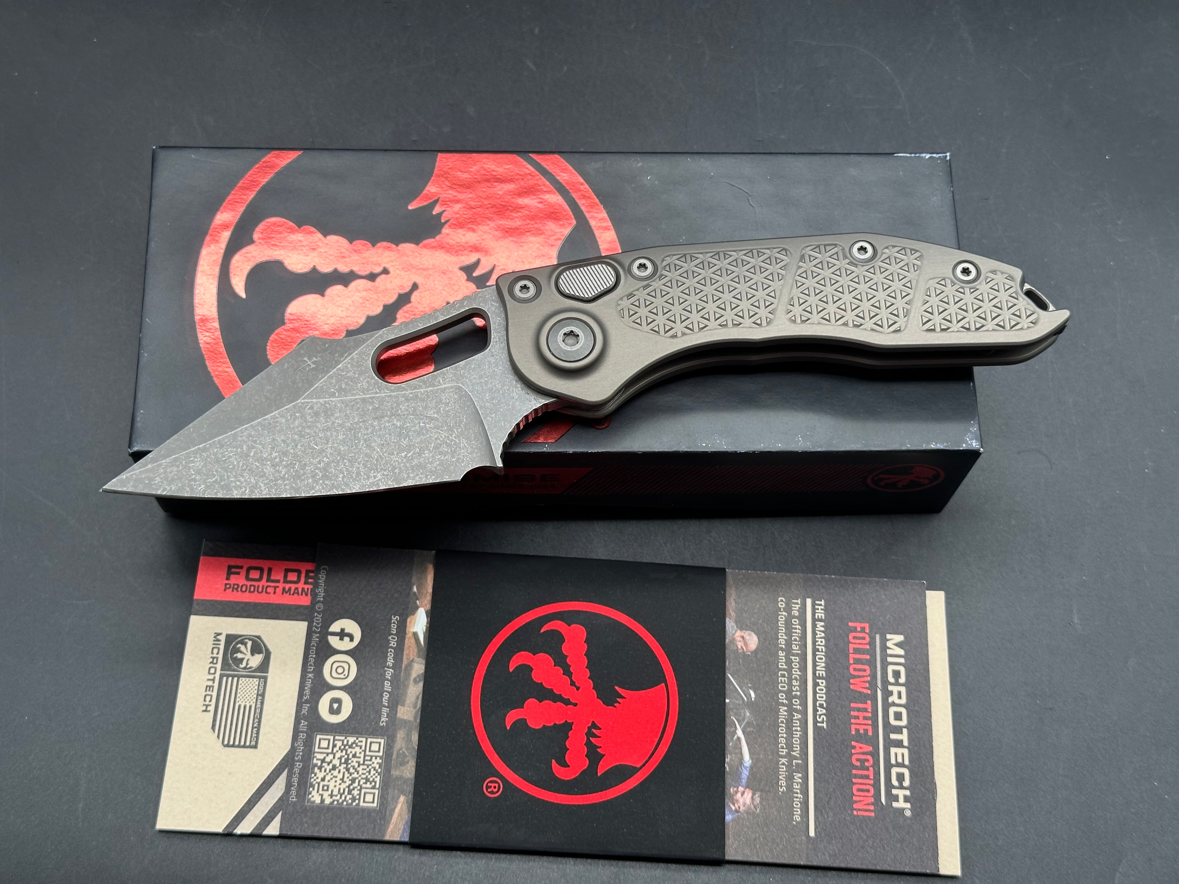 Microtech Stitch-A S/E Automatic Knife Natural Clear Gray (3.75" Apocalyptic)