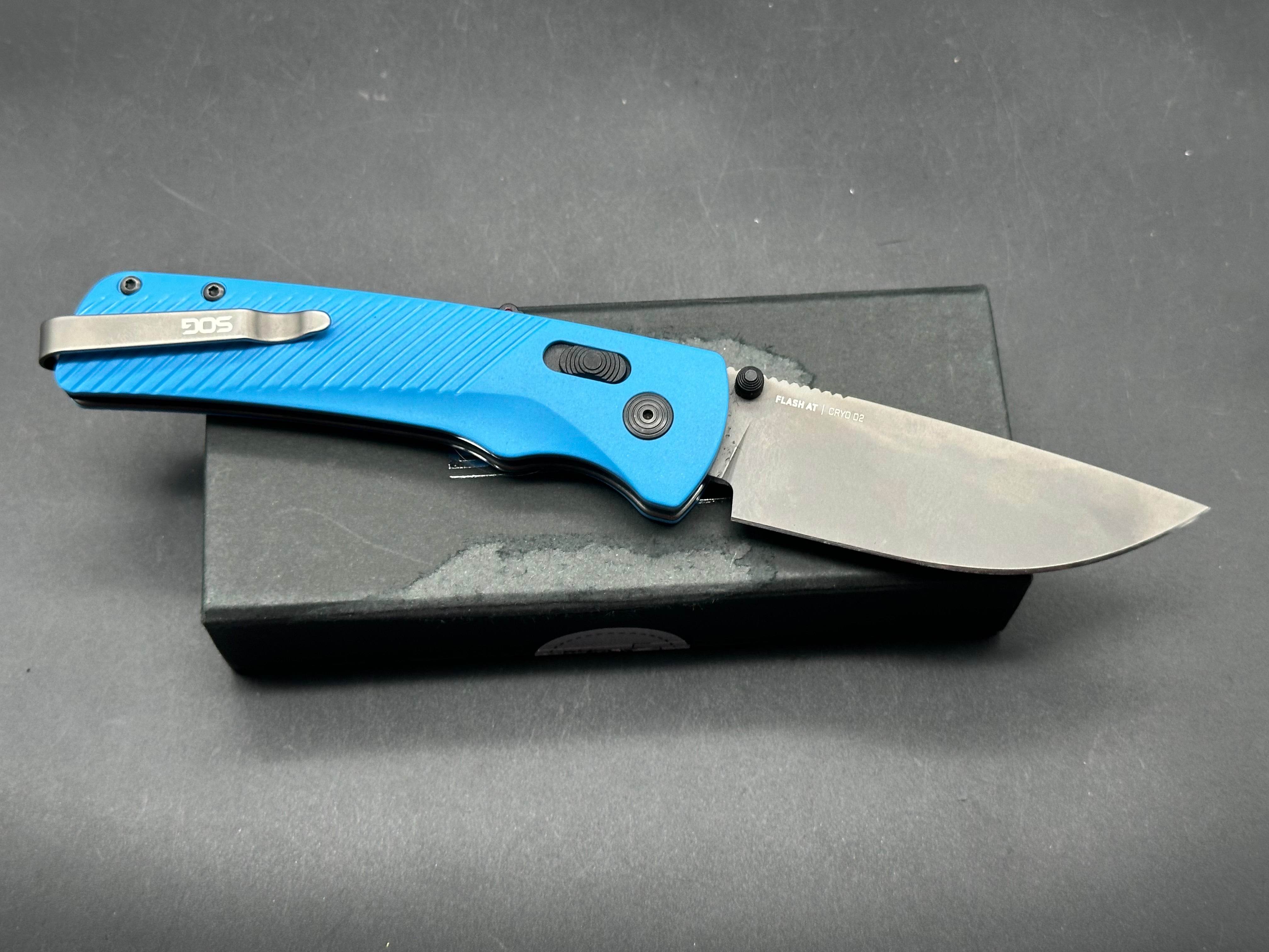 SOG Flash AT-XR Lock Knife Civic Cyan GRN 3.45"