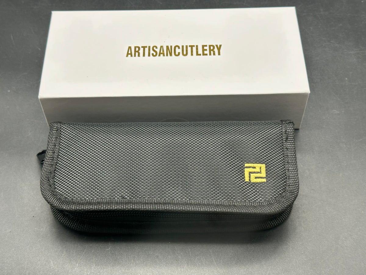 ARTISAN CUTLERY FRAGARACH FOLDING KNIFE DARK MATTER POLAR HANDLE S90V DROP POINT PLAIN BLACK PVD FINISH