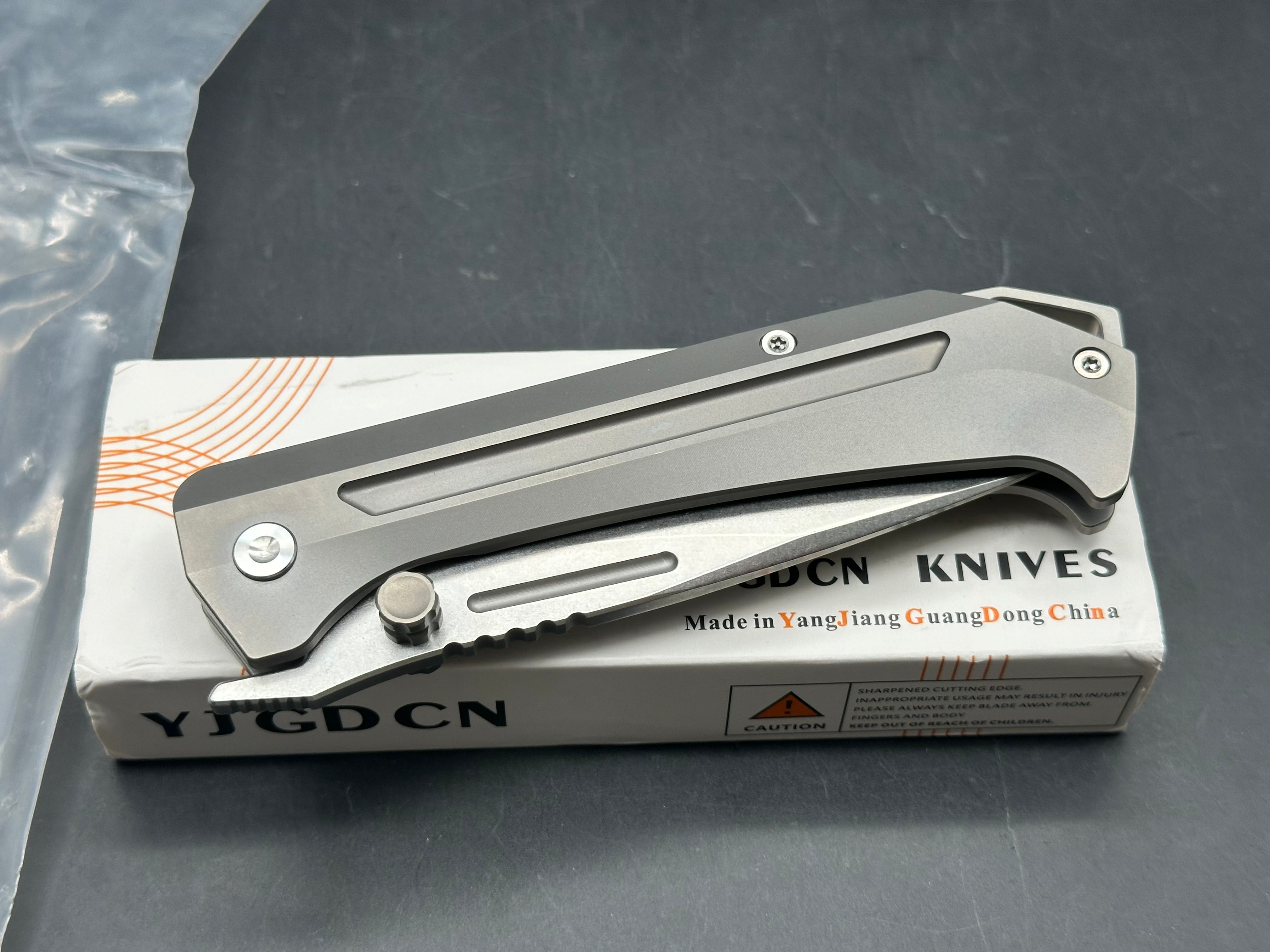 YJGDCN YJ2520 Titanium Handle M390 Blade overall length 9.05 inches