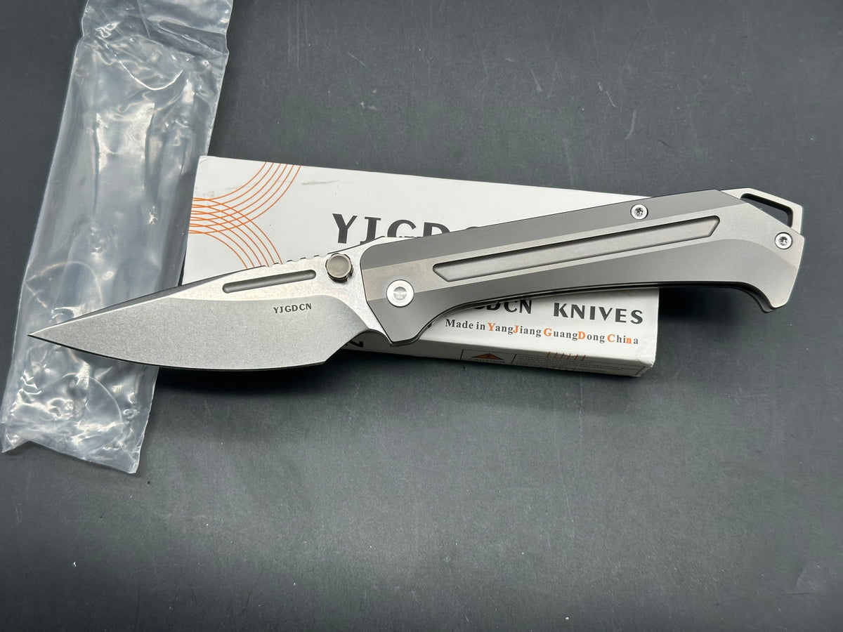 YJGDCN YJ2520 Titanium Handle M390 Blade overall length 9.05 inches